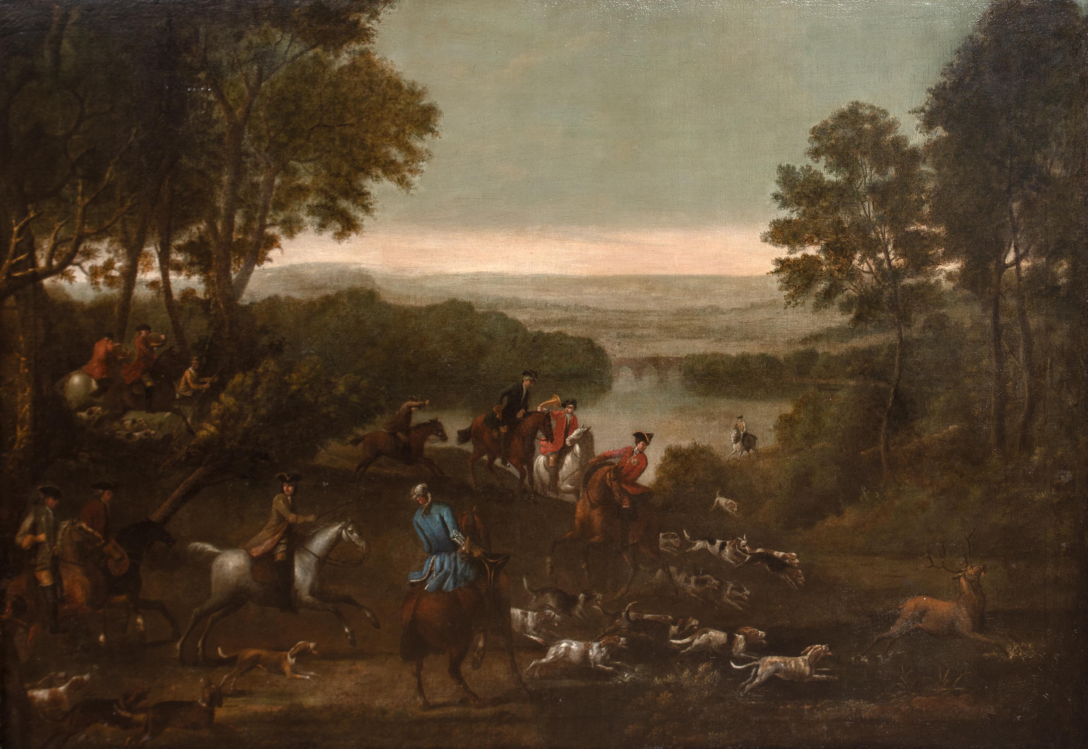King William III. Hirschjagd auf Hirsch, 18. Jahrhundert  John WOOTTON (1682-1765) (Braun), Portrait Painting, von Unknown