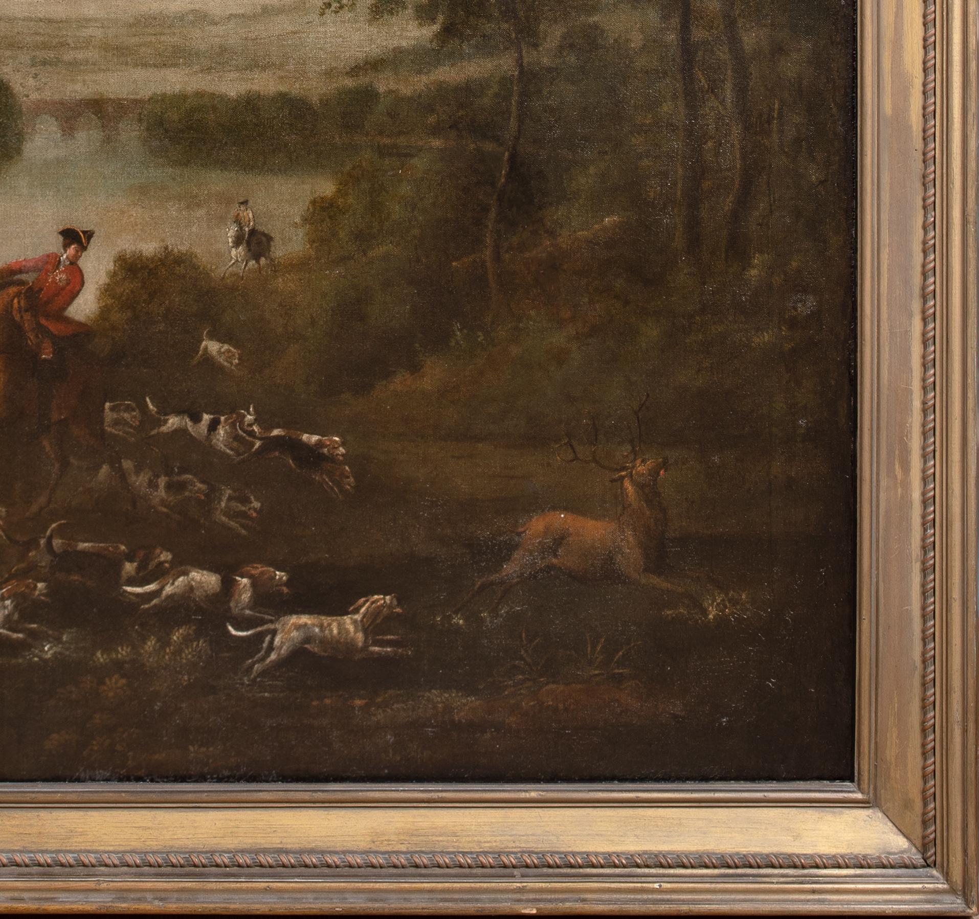  King William III. Hirschjagd auf Hirsch, 18. Jahrhundert

John WOOTTON (1682-1765) 

Riesige englische Landschaft aus dem 18. Jahrhundert mit König Wilhelm III. auf Hirschjagd mit seiner Gesellschaft, Öl auf Leinwand. Hervorragende Qualität und