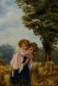 K.K - Framed 19th Century Oil, In the Wheat Fields