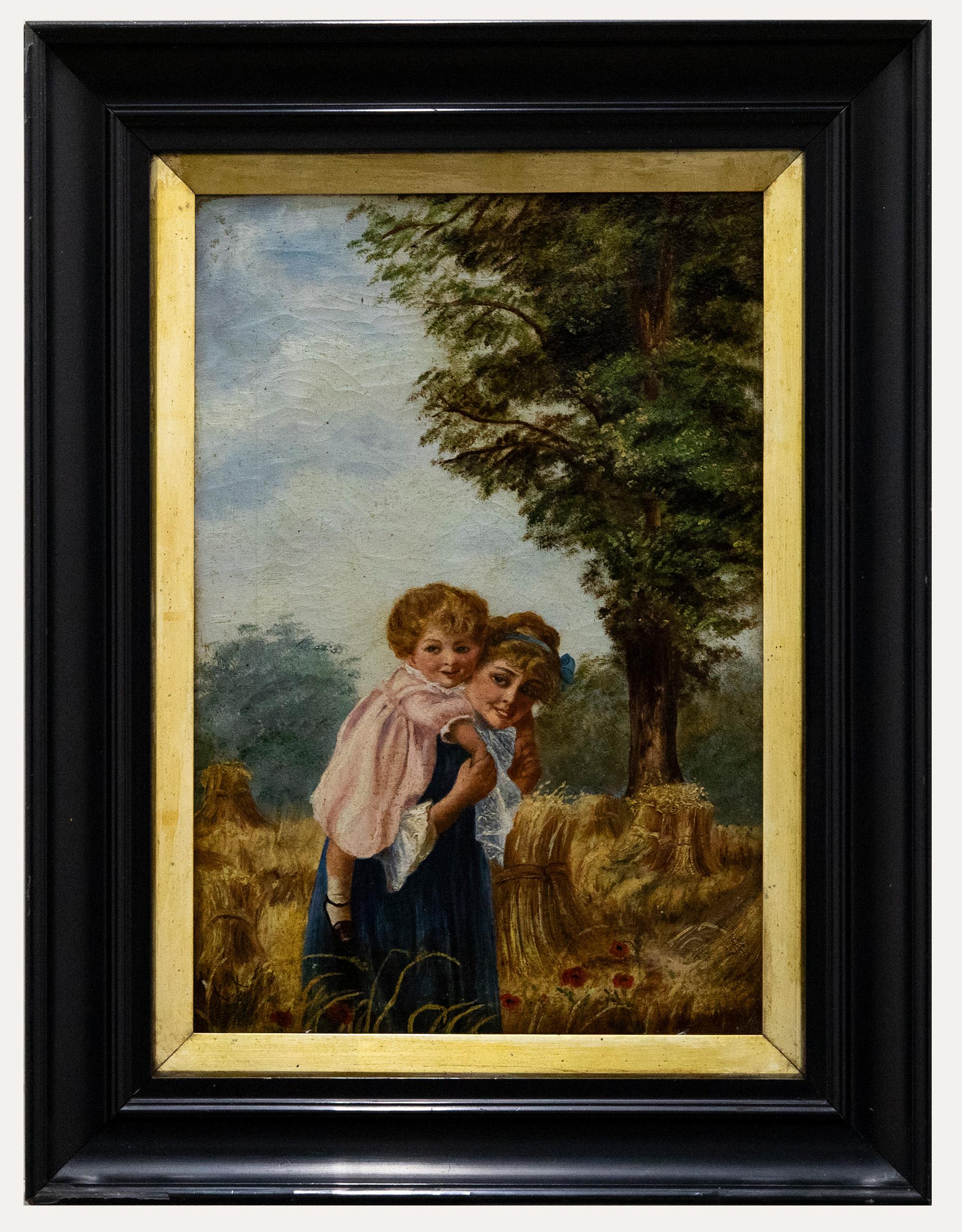 Unknown Figurative Painting - K.K - Framed 19th Century Oil, In the Wheat Fields