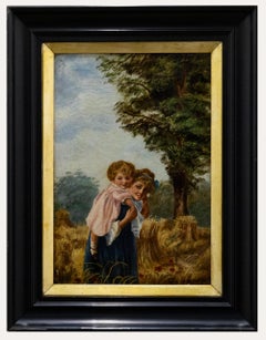 Antique K.K - Framed 19th Century Oil, In the Wheat Fields