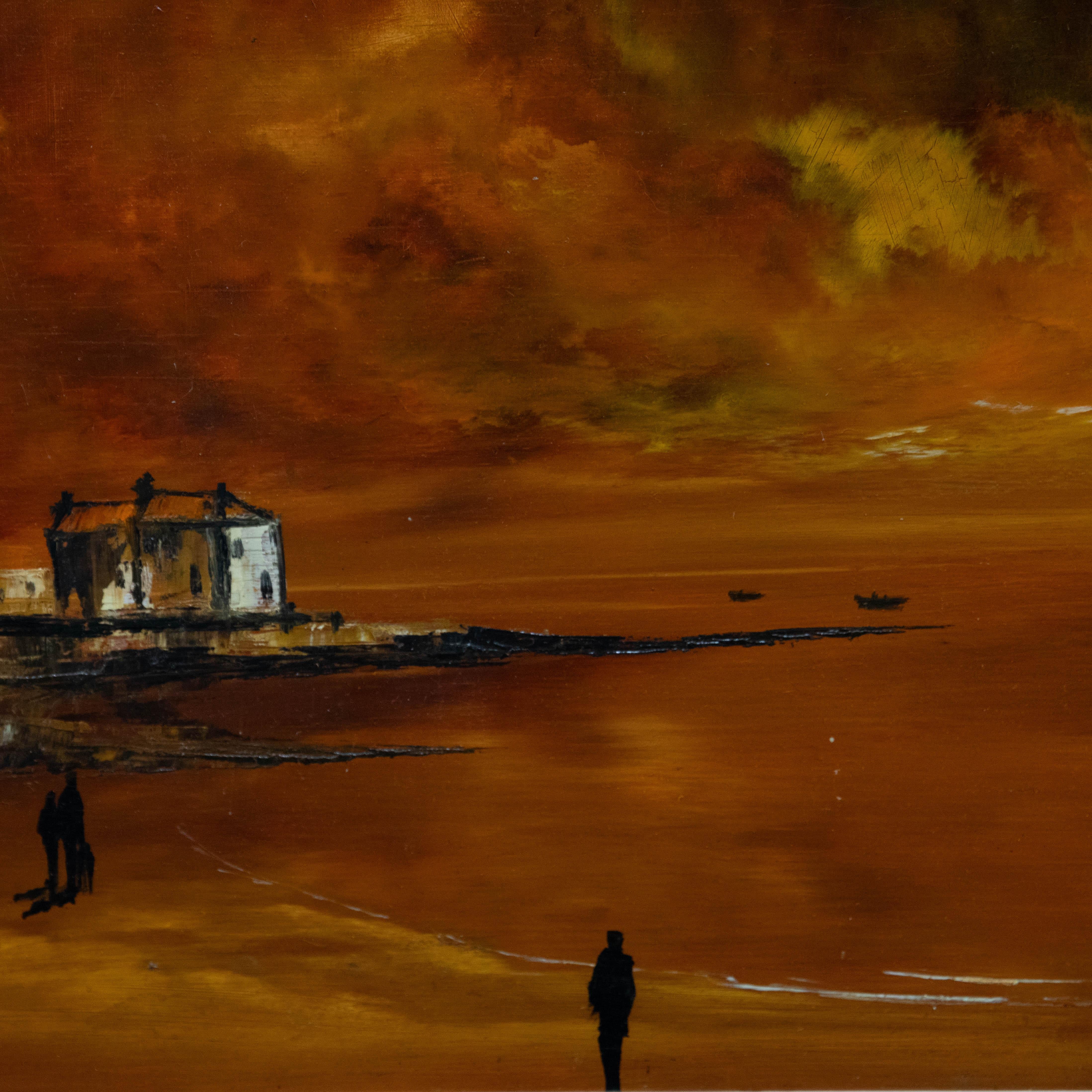 Klee - Olio contemporaneo incorniciato, Tramonto bruciante 1