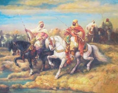Knights going to war, Original Orientalist artwork, French School