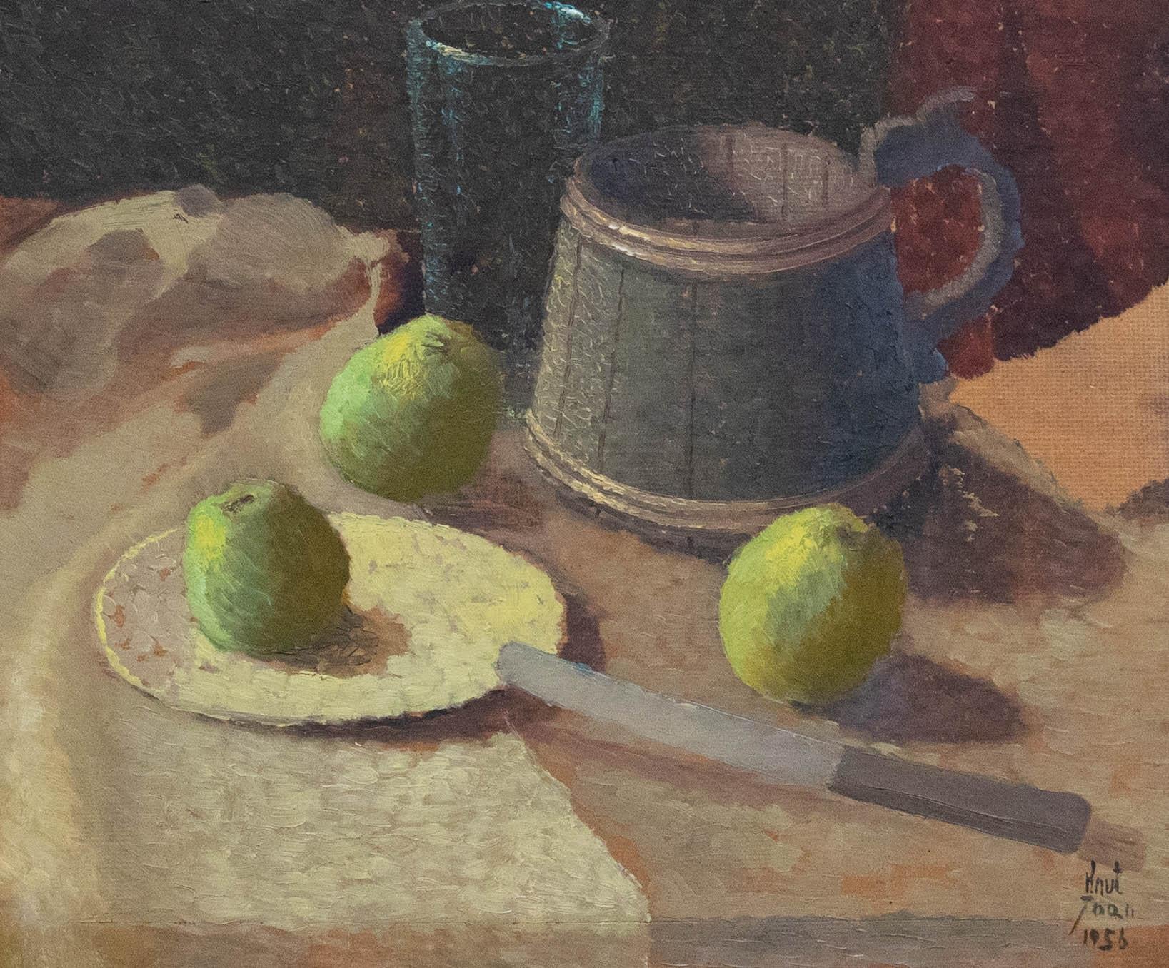 Knut Joan - Óleo enmarcado de mediados del siglo XX, Bodegón con jarra - Painting de Unknown