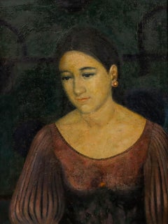 Koning - Óleo enmarcado de mediados del siglo XX, Melancolía