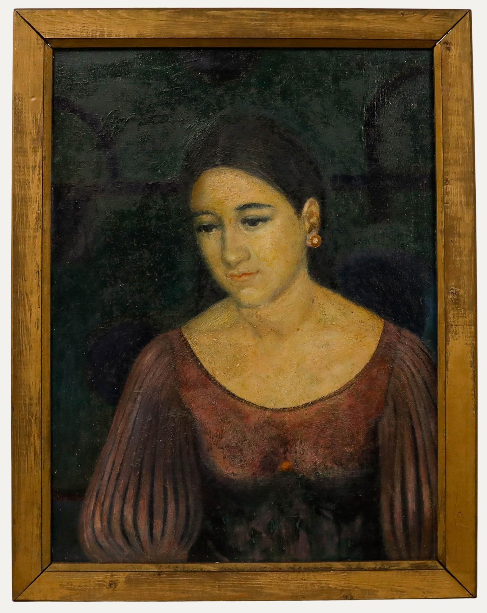 Koning - Gerahmtes Öl, Mitte 20. Jahrhundert, Melancholie
