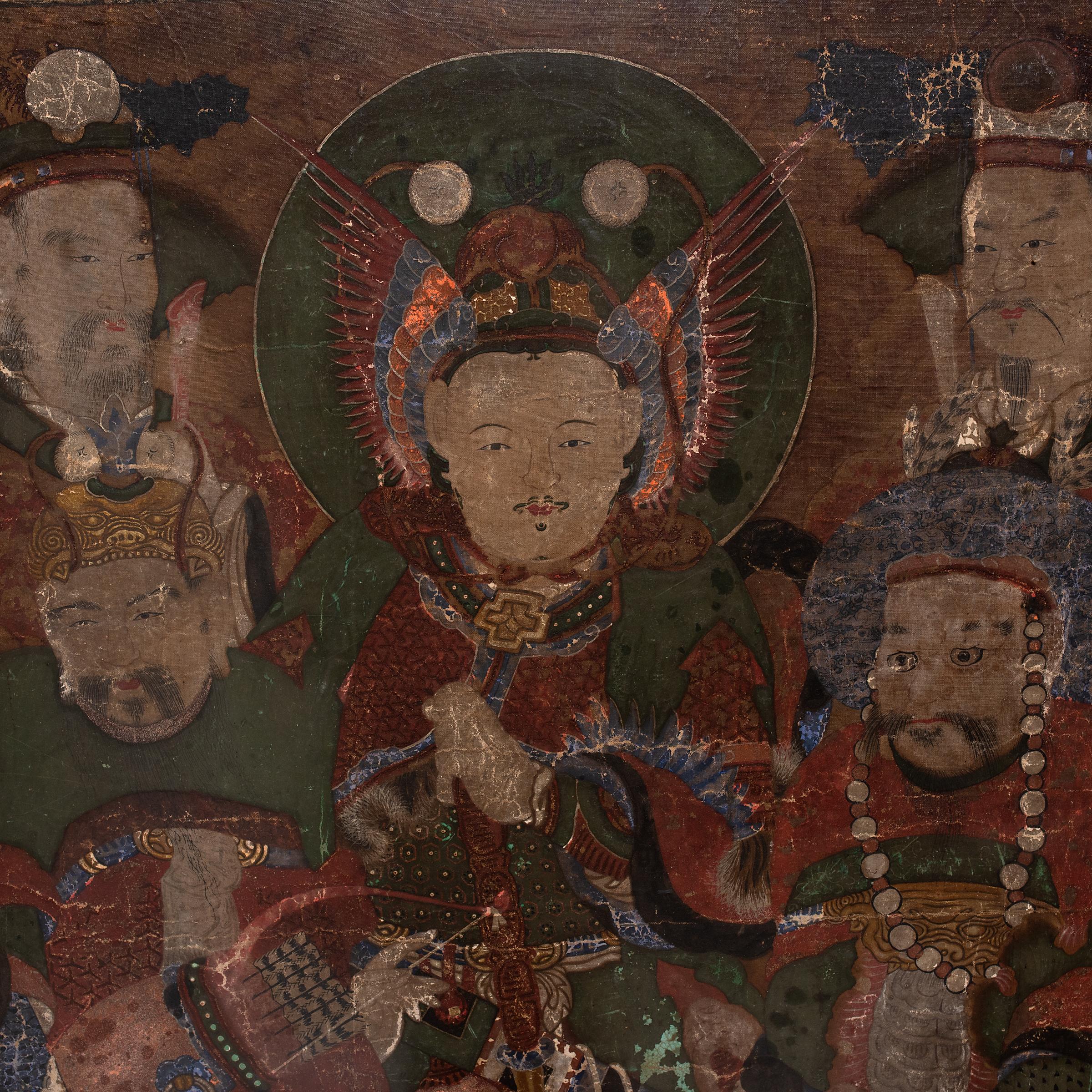 Pittura murale del guardiano buddista coreano Taenghwa, 1800 ca. - Painting Arte popolare di Unknown