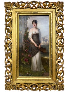 Antique KPM Porcelain Plaque of a female "Lute Player"