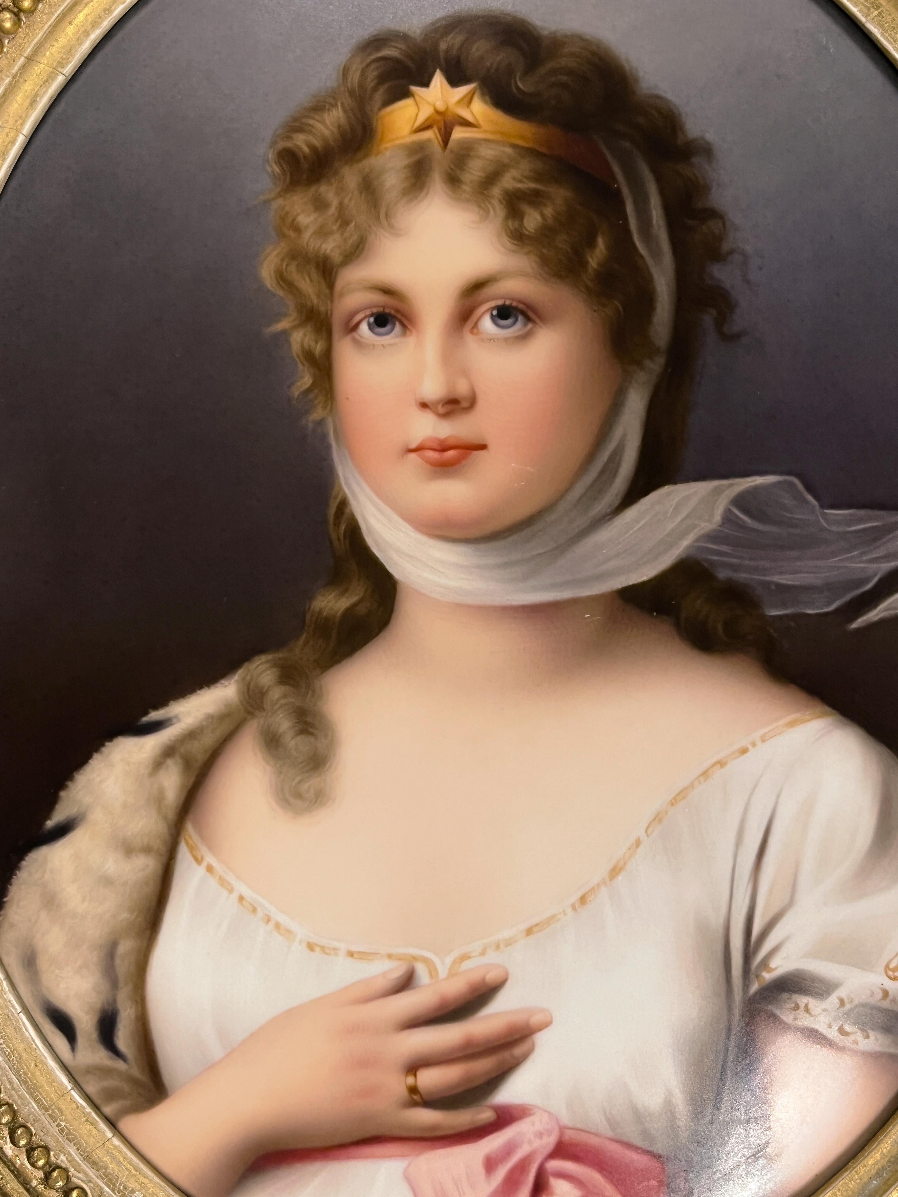 KPM Porcelain Plaque von Königin Louisa (Braun), Portrait Painting, von Unknown