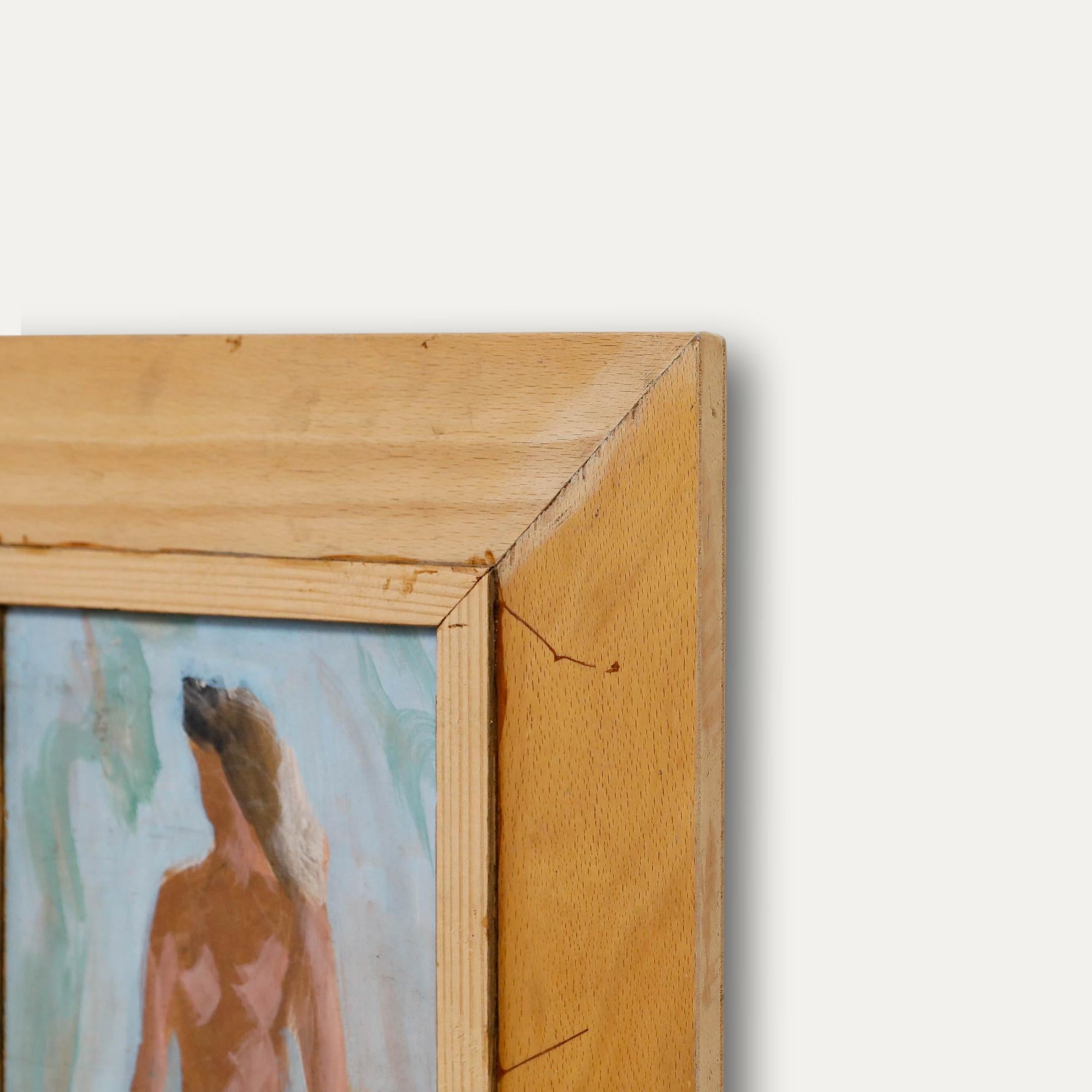 Kurt Lauber (1893-1971) - Gerahmtes Öl aus der Mitte des 20. Jahrhunderts, Stehender weiblicher Akt im Angebot 1