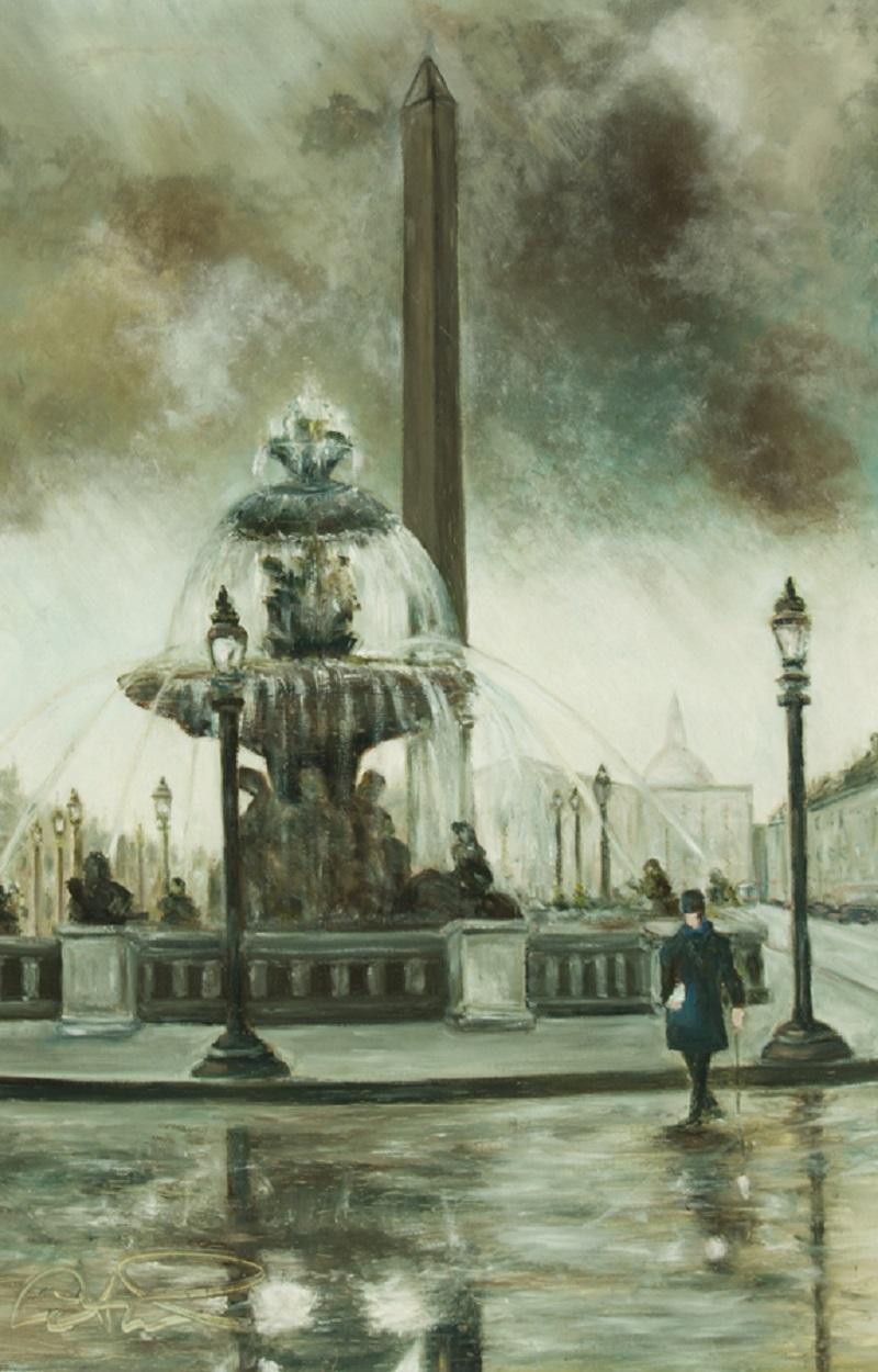 L. Catrimo - French School Contemporary Oil, Place la Concorde, Paris, - Painting by Unknown