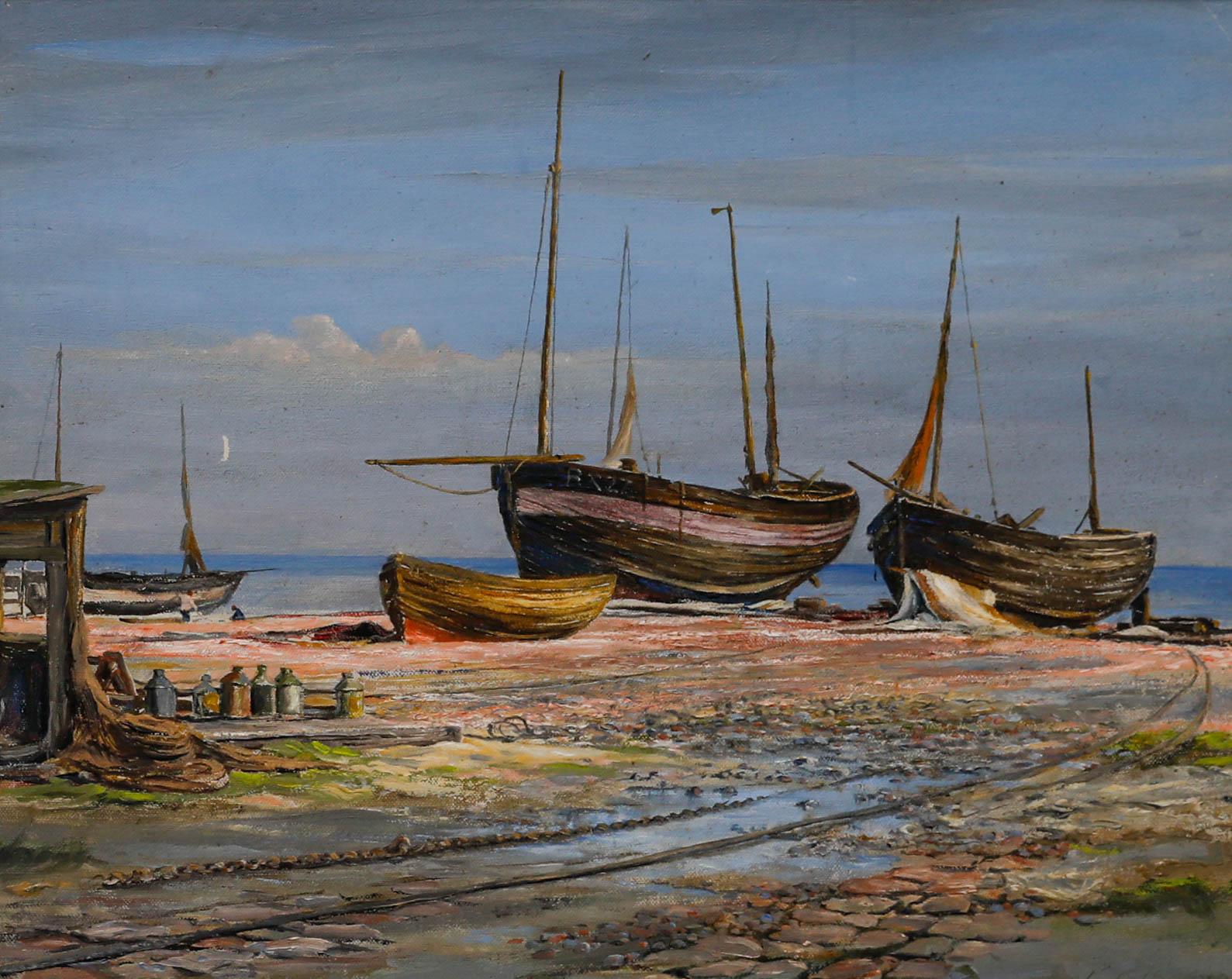 L. Colborn  Ölgemälde, Ende des Fischertages – Anfang des 20. Jahrhunderts – Painting von Unknown