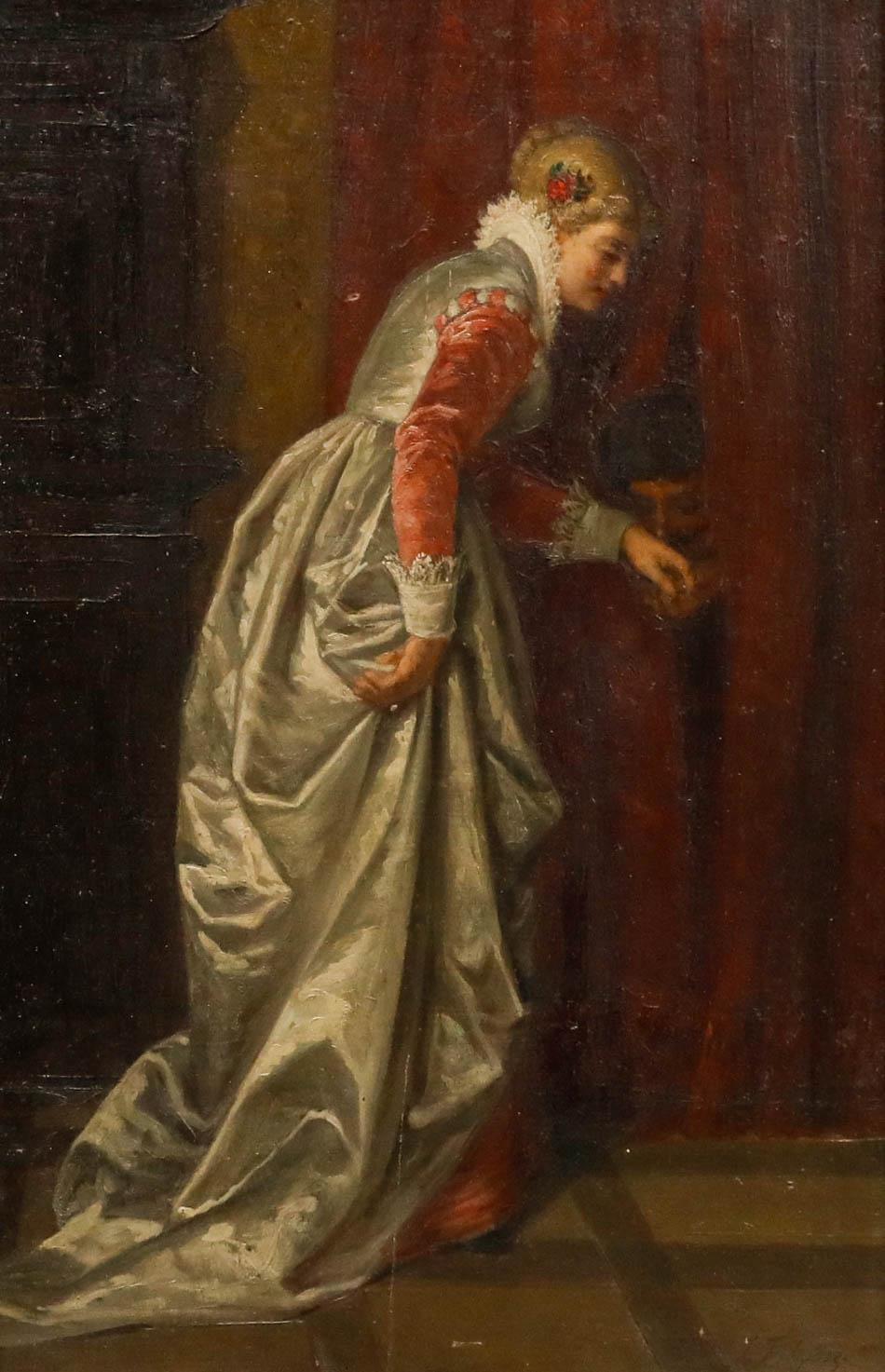 L. F. Gose - Gerahmtes Öl aus dem 19. Jahrhundert, Der Kuss eines Gentleman – Painting von Unknown