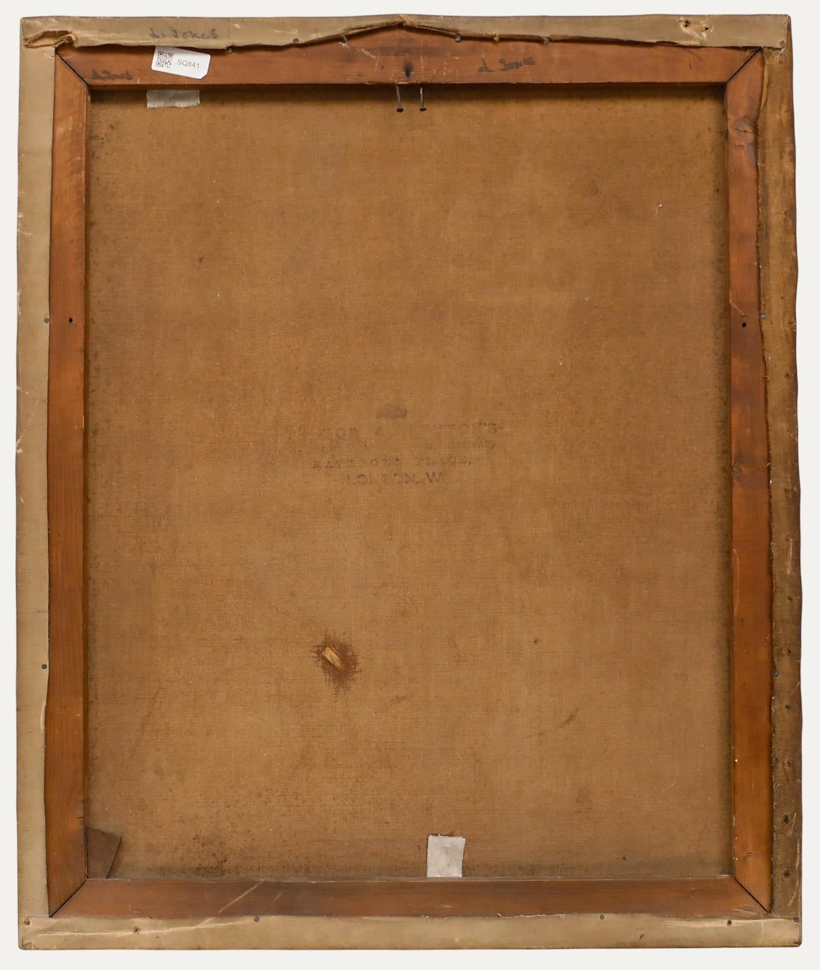 L. Jones - Mitte 20. Jahrhundert Öl, Stilleben mit einer Schale Obst und einer geschälten Zitrone (Schwarz), Still-Life Painting, von Unknown