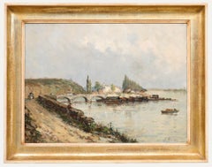 L. Maziani - Huile encadrée du 20e si�ècle, La traversée de la rivière