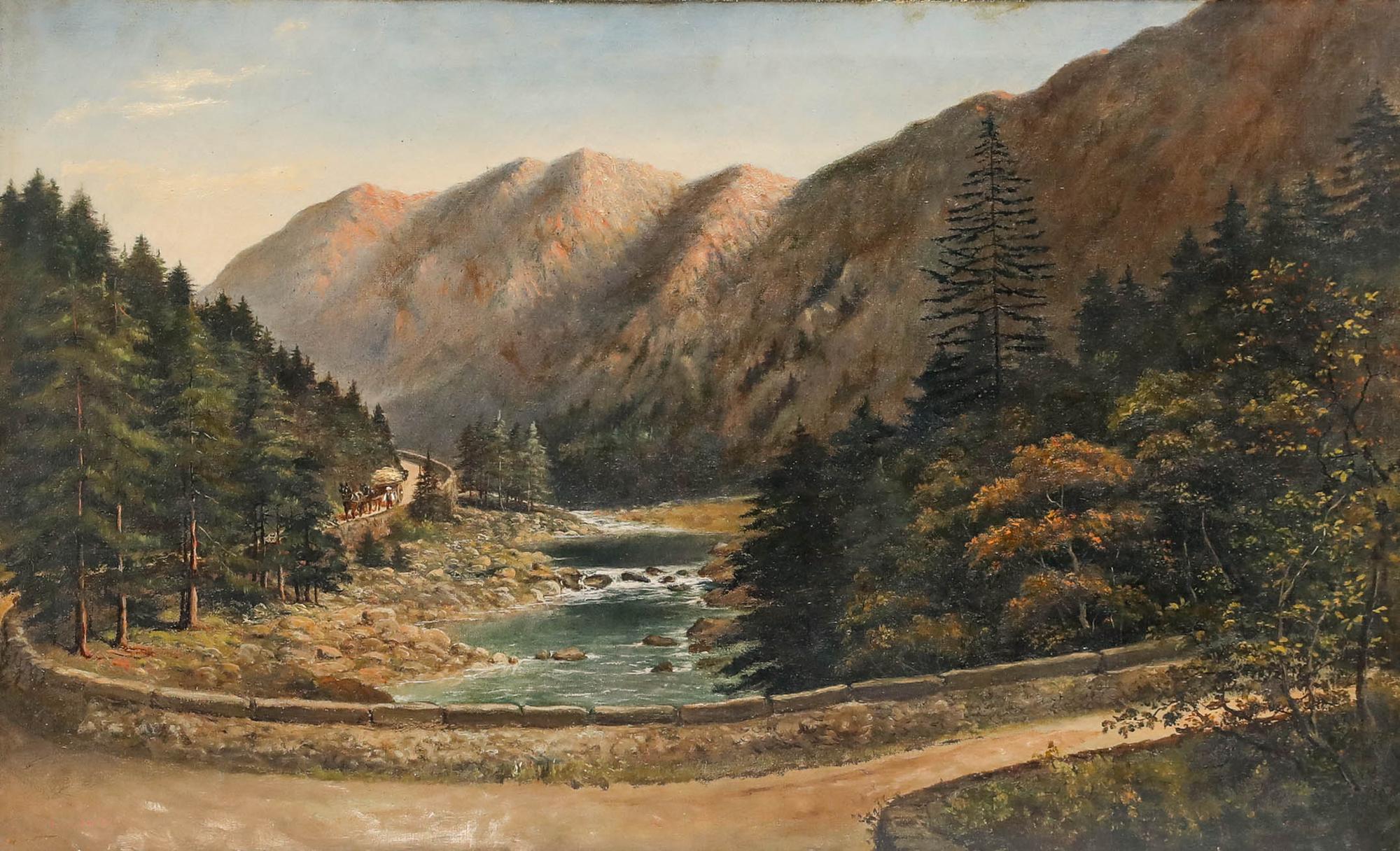 L. Smith – Ölgemälde, Pferd undwagen auf einem Bergpass, spätes 19. Jahrhundert – Painting von Unknown