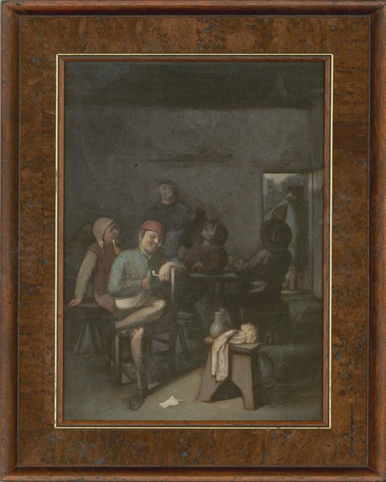 L. Tatler - Signed & Framed Mid 20th Century Oil, Dutch Tavern Scene - Black Figurative Painting by Unknown