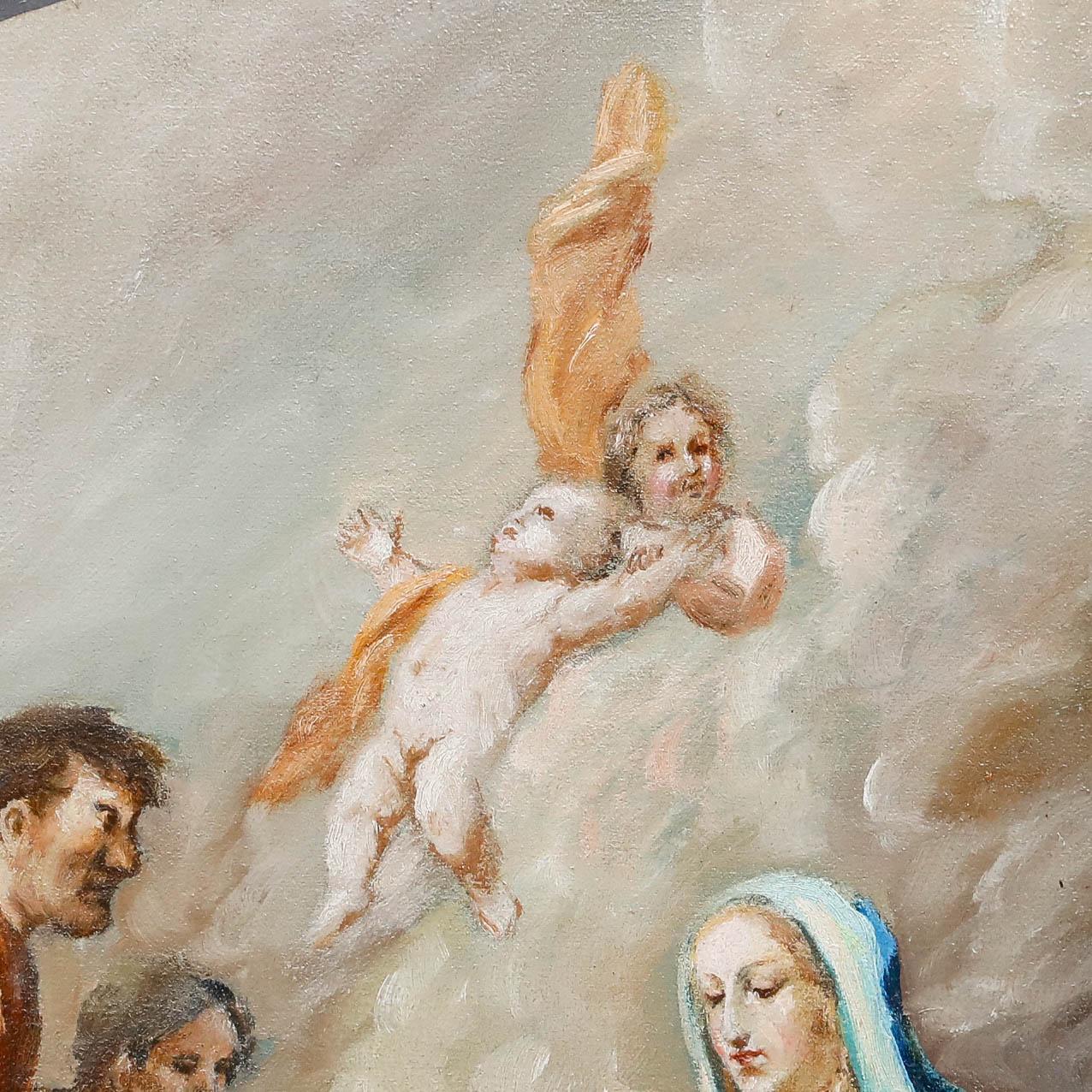L. Wagner  - German School  1929 Oil, The Nativity - Beige Figurative Painting by Unknown
