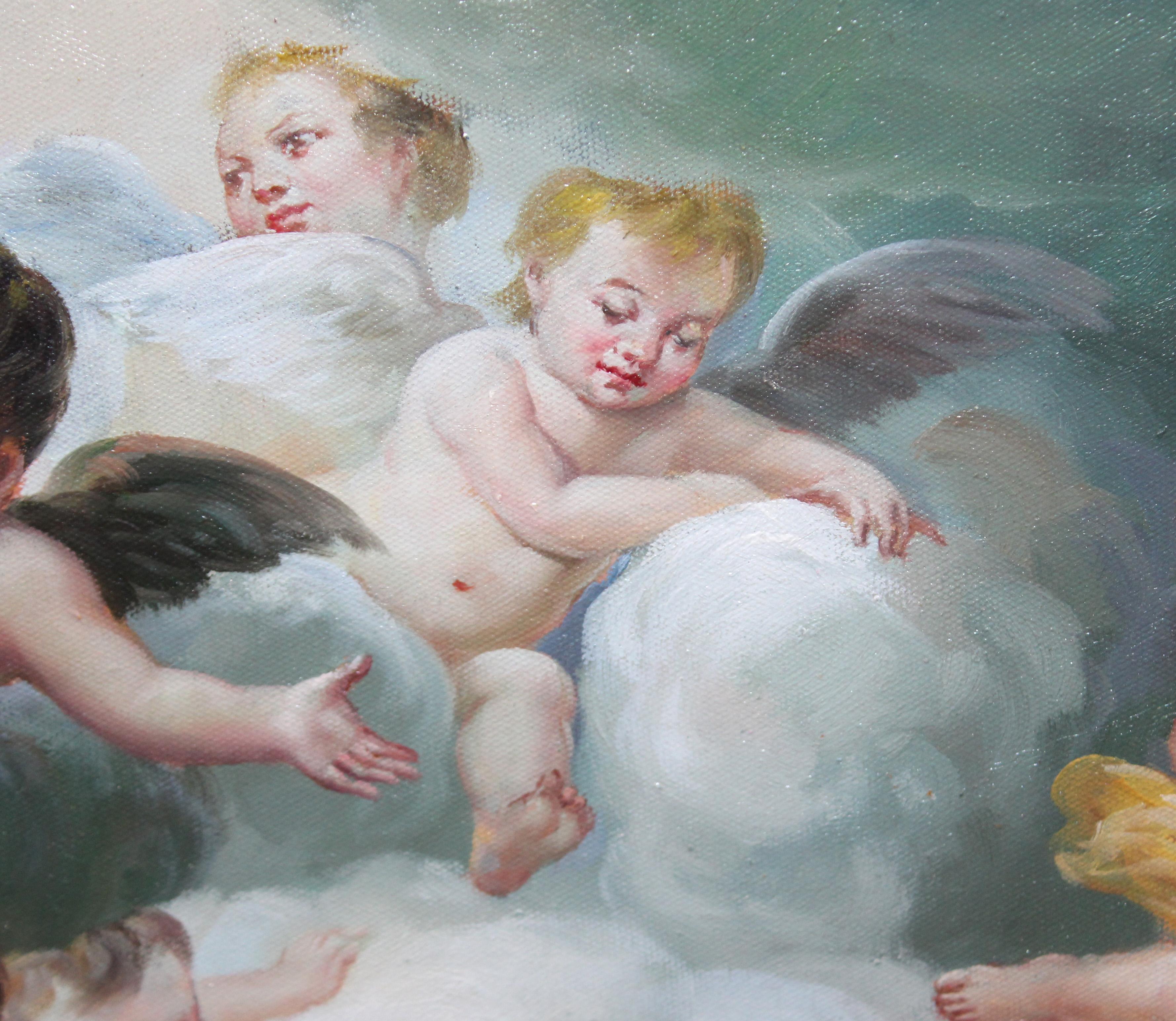 La Anunciación (Según Bartolome Esteban Murillo) - Óleo sobre tela in vendita 11