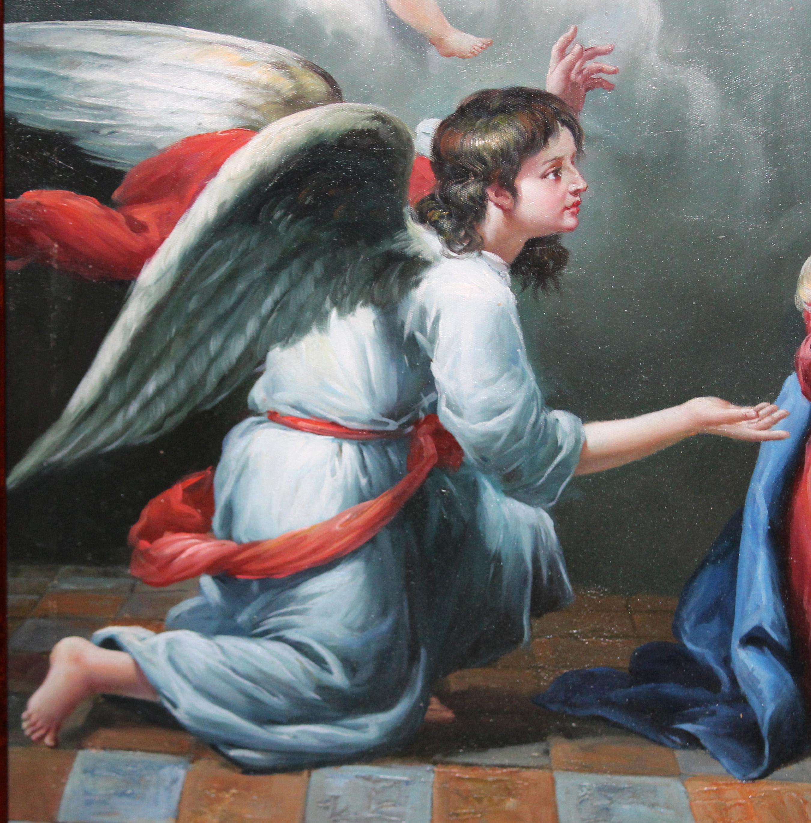 La Anunciación (Según Bartolome Esteban Murillo) - Óleo sobre tela in vendita 1