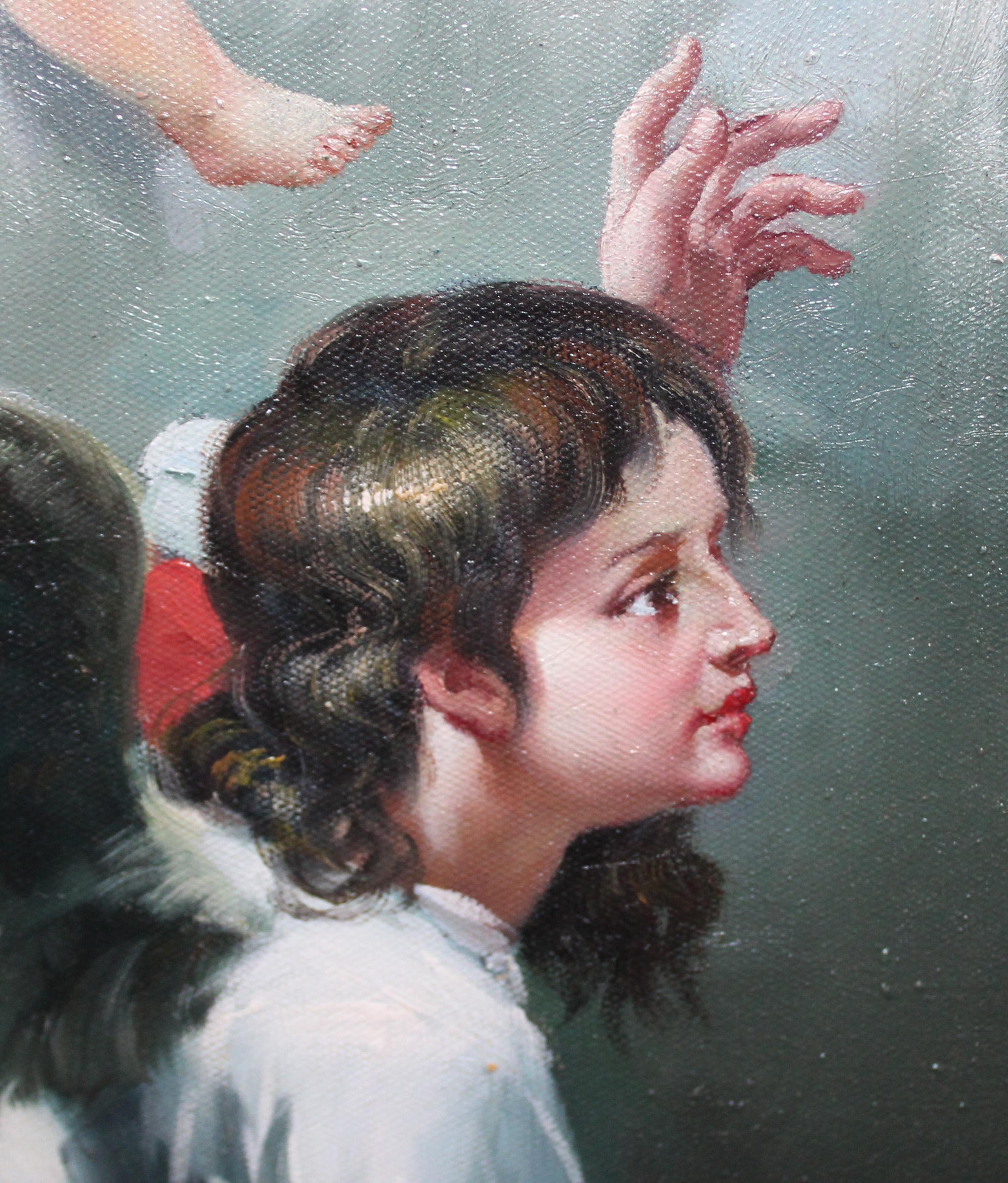 La Anunciación (Según Bartolome Esteban Murillo) - Óleo sobre tela in vendita 2