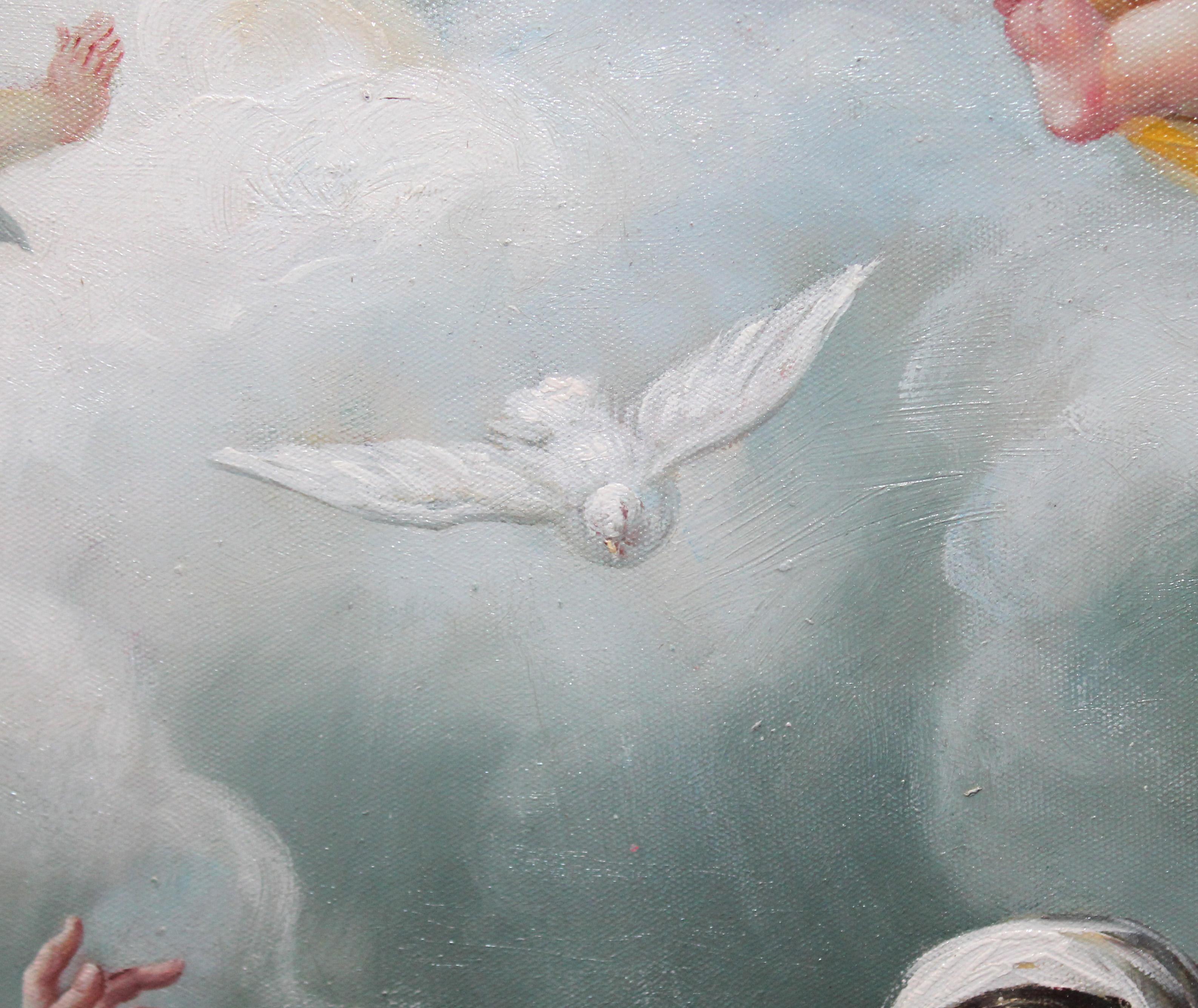 La Anunciación (Según Bartolome Esteban Murillo) - Óleo sobre tela in vendita 4