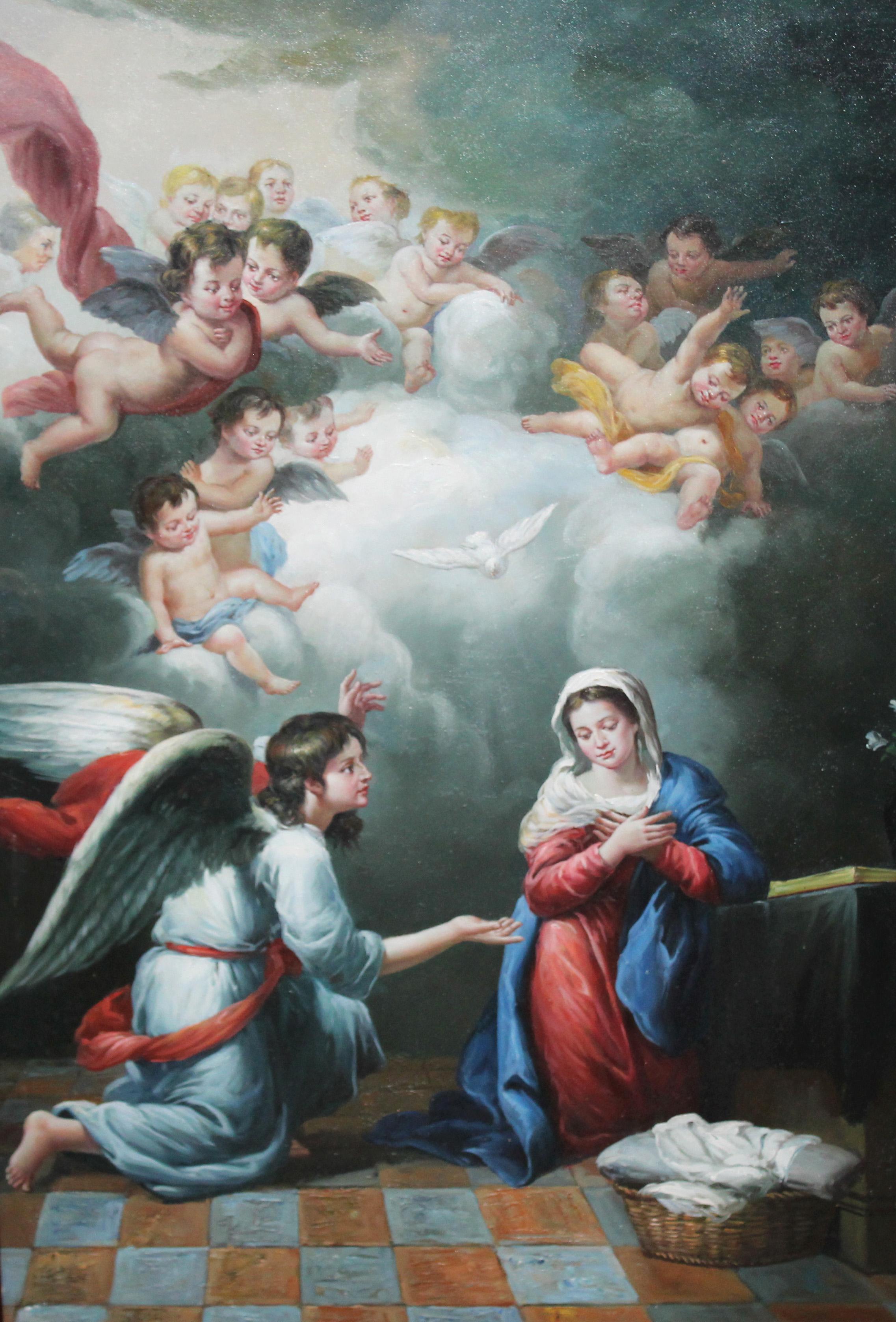 La Anunciación (Según Bartolome Esteban Murillo) - Óleo sobre tela - Painting di Unknown