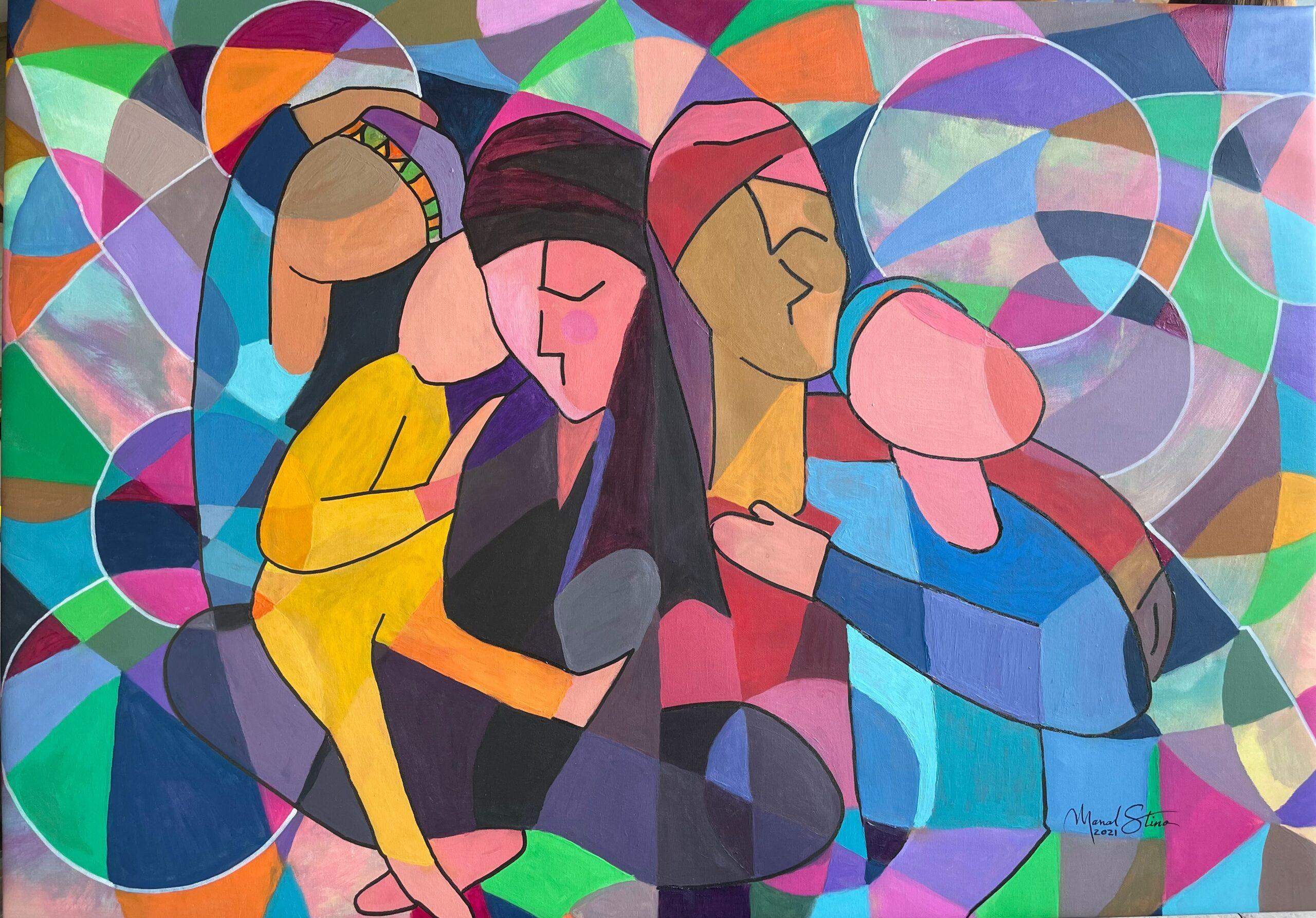 La Familia von Manal Stino – Painting von Unknown