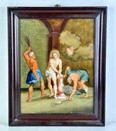 LA FLAGELACIÓN DE CRISTO - OLEO SOBRE VIDRIO - ESCUELA AUGSBURGO - SIGLO XVIII