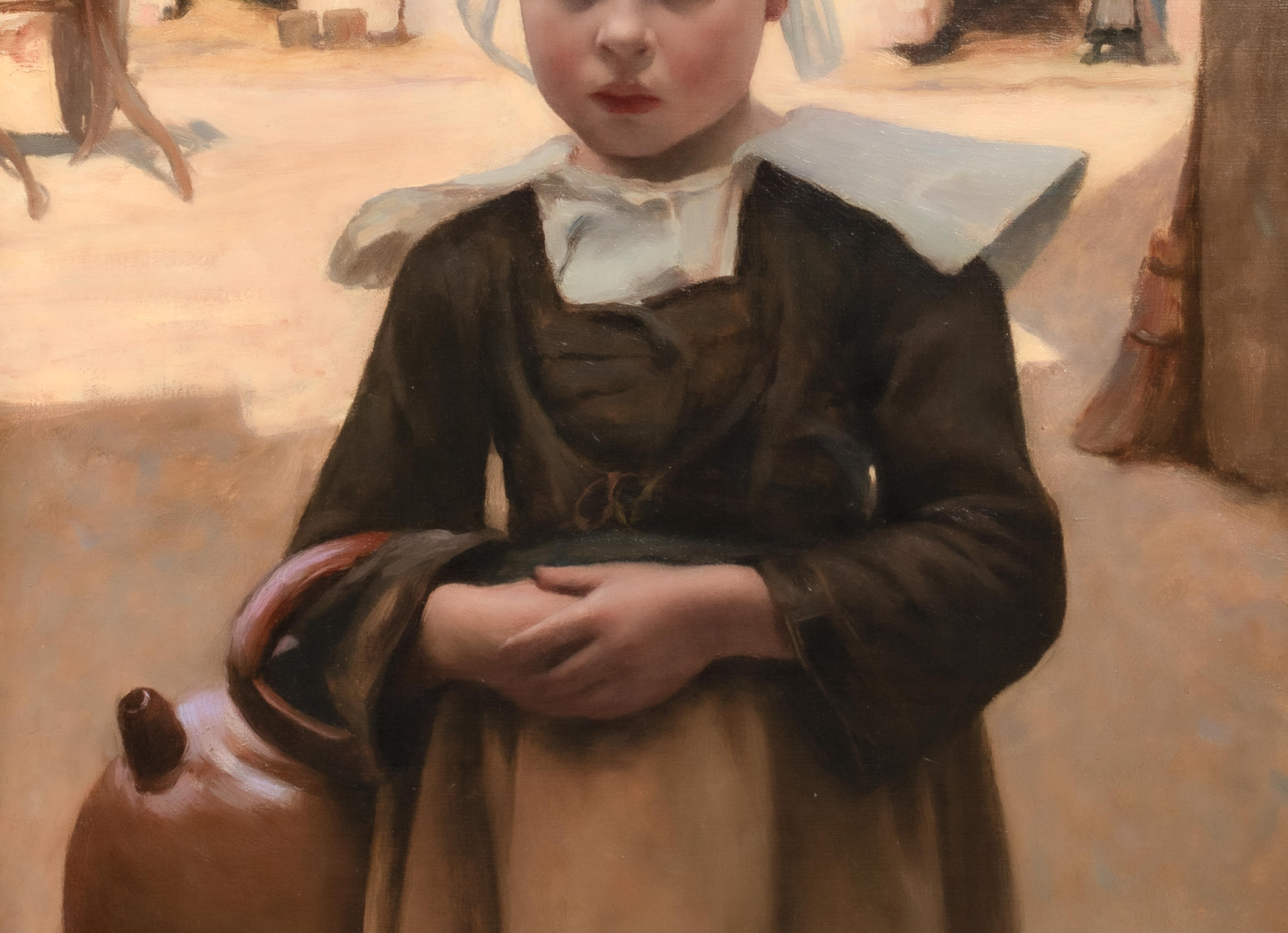 La Petite Laitière Bretonne, dated 1898

by Maurice GRÜN (1869-1947)

Large 19th Century French Breton village girl portrait, oil on canvas by Maurice Grun. Exceptional quality and condition example of the French painters work capturing the