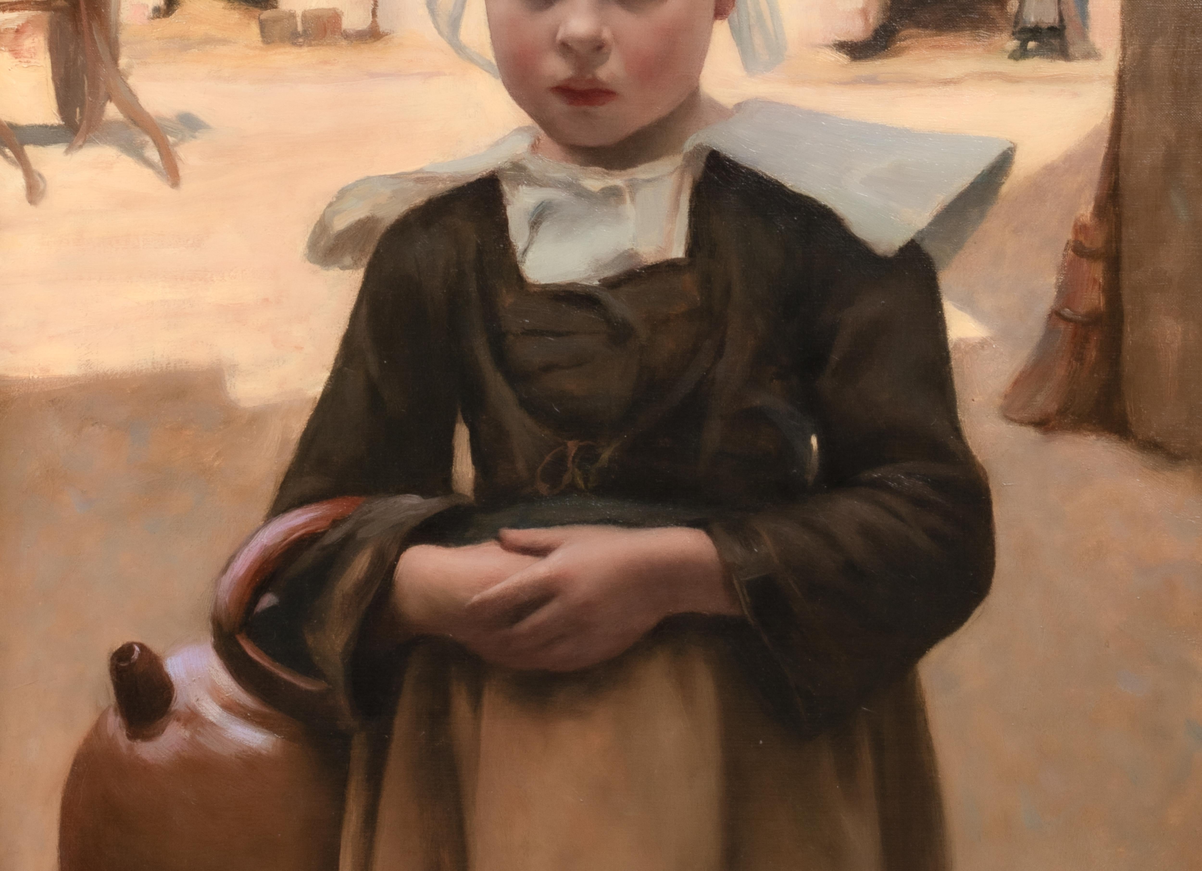 La Petite Laitière Bretonne, datiert 1898

von Maurice GRÜN (1869-1947)

Großes französisches bretonisches Dorfmädchenporträt des 19. Jahrhunderts, Öl auf Leinwand von Maurice Grun. Außergewöhnliche Qualität und Zustand Beispiel für die Französisch