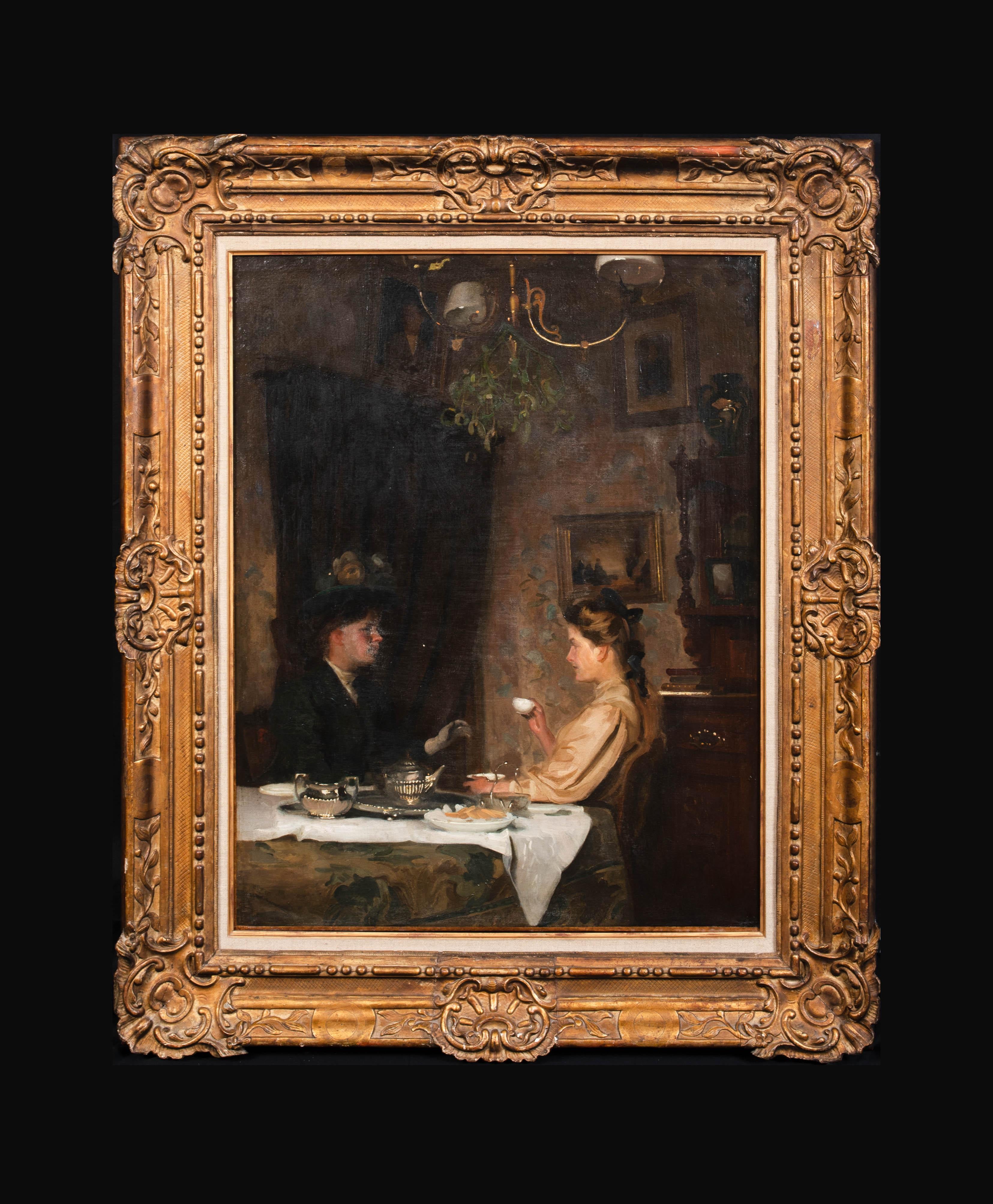 Damen beim Tee, um 1910

WILLIAM CHARLES PENN (BRITISH 1877-1968) von WILLIAM

Großes englisches Interieurporträt von 1910 mit Tee trinkenden Damen in einem Esszimmer, Öl auf Leinwand von William Charles Penn. Ausgezeichnete Qualität und Zustand