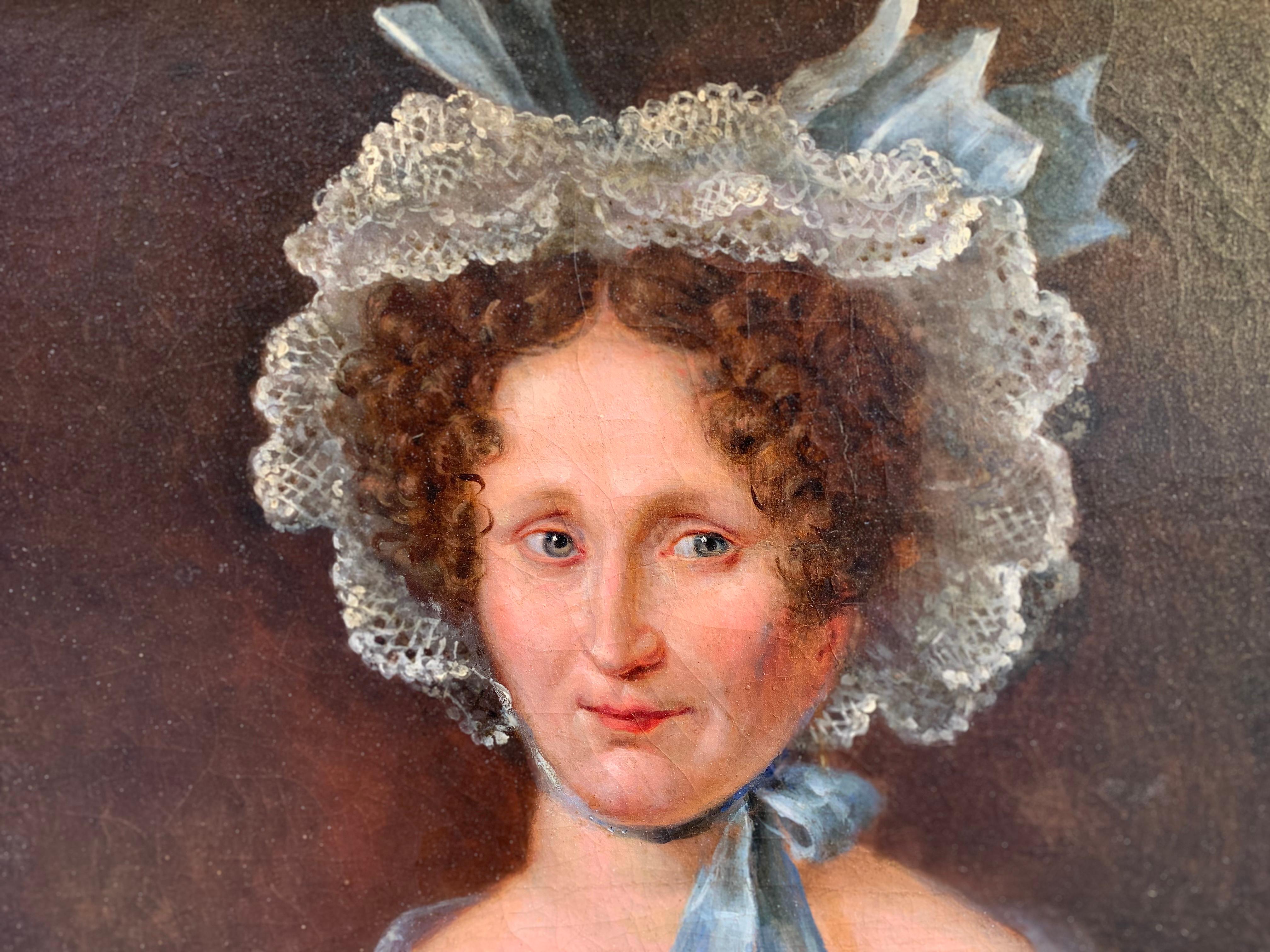 Lady, 1830 Era, Portrait With Micromosaic Bracelet.  For Sale 2