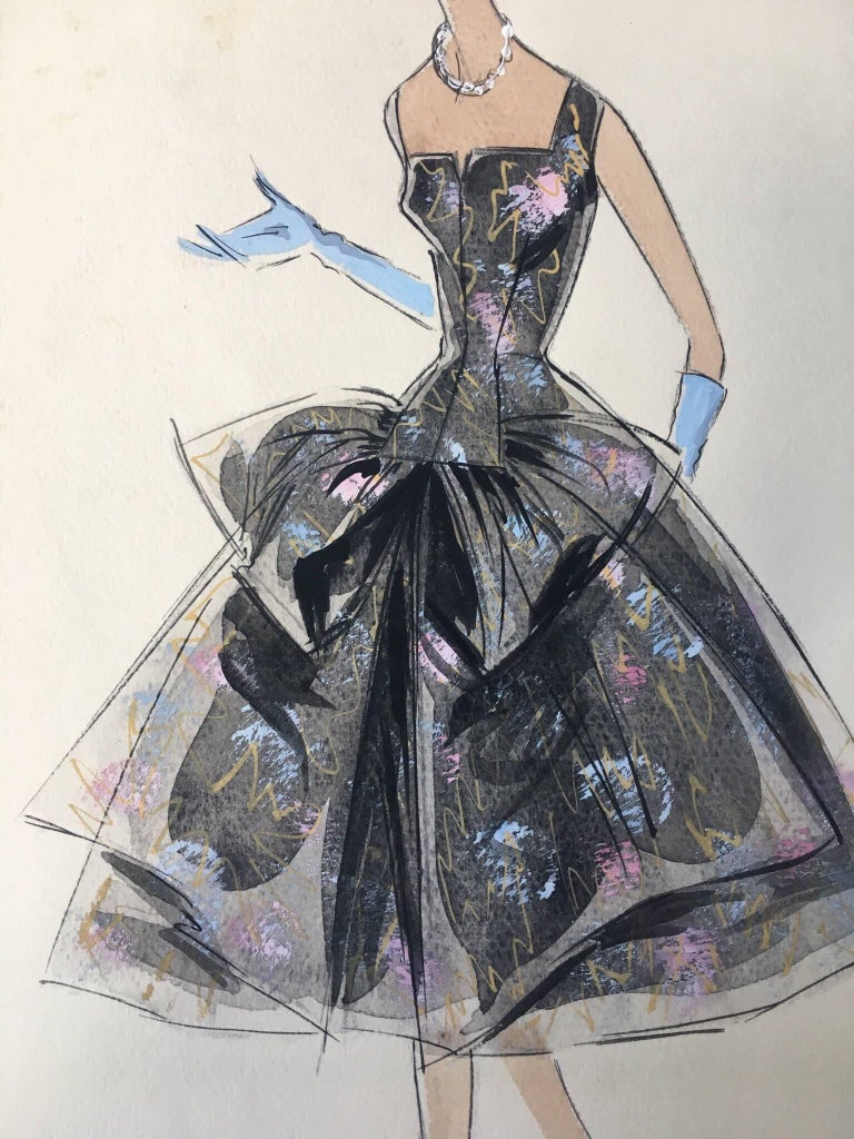 sketch cocktail dress Sticker Fashion Design Sketch of a Woman with a Dress and Cocktail Glass