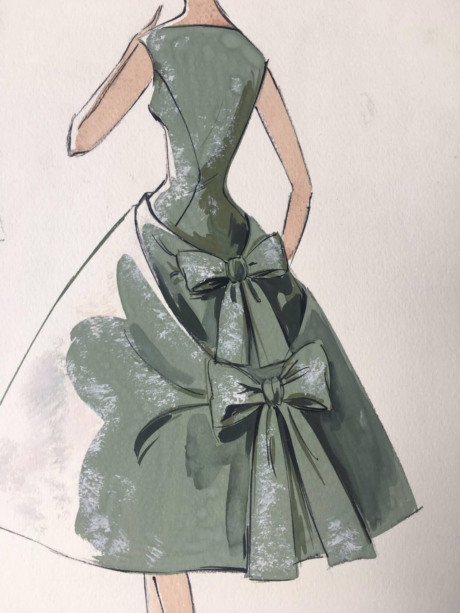 1950s dress drawing