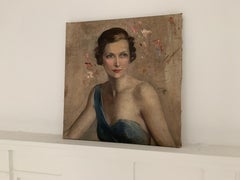 Lady Mountbatten, 1920's Portrait Oil Painting on Canvas Beautiful Original