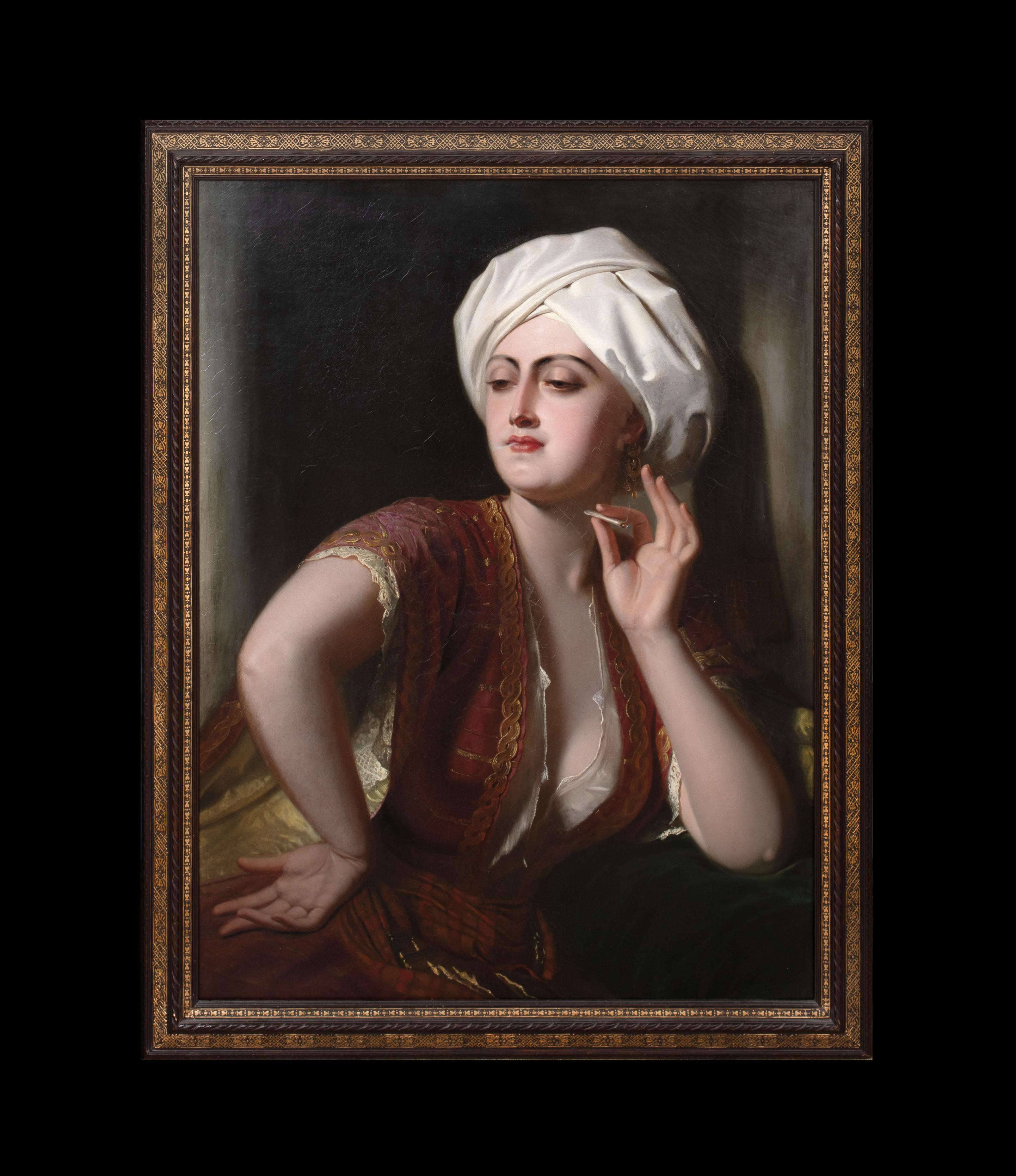 Lady Wearing a Turban Smoking, 19th Century by PHILIP VILLAMIL OF JAMAICA - Painting by Unknown