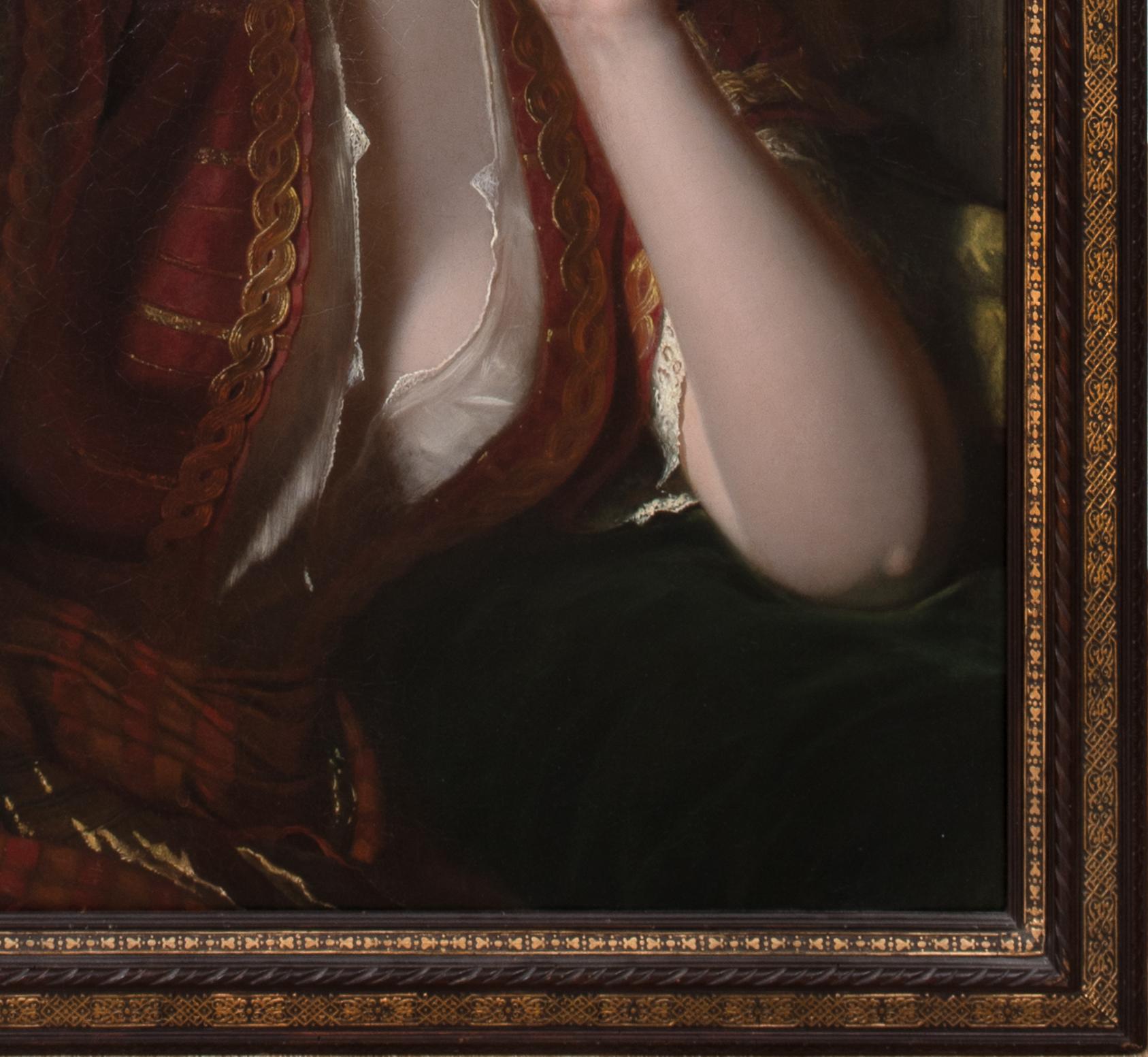 Lady Wearing a Turban Smoking, 19th Century

by PHILIP VILLAMIL OF JAMAICA (1814-1878)

Large 19th Century portrait of a lady wearing a turban, possibly a concubine or odalisque, smoking a cigarette, oil one canvas by Philip Villamil. Excellent