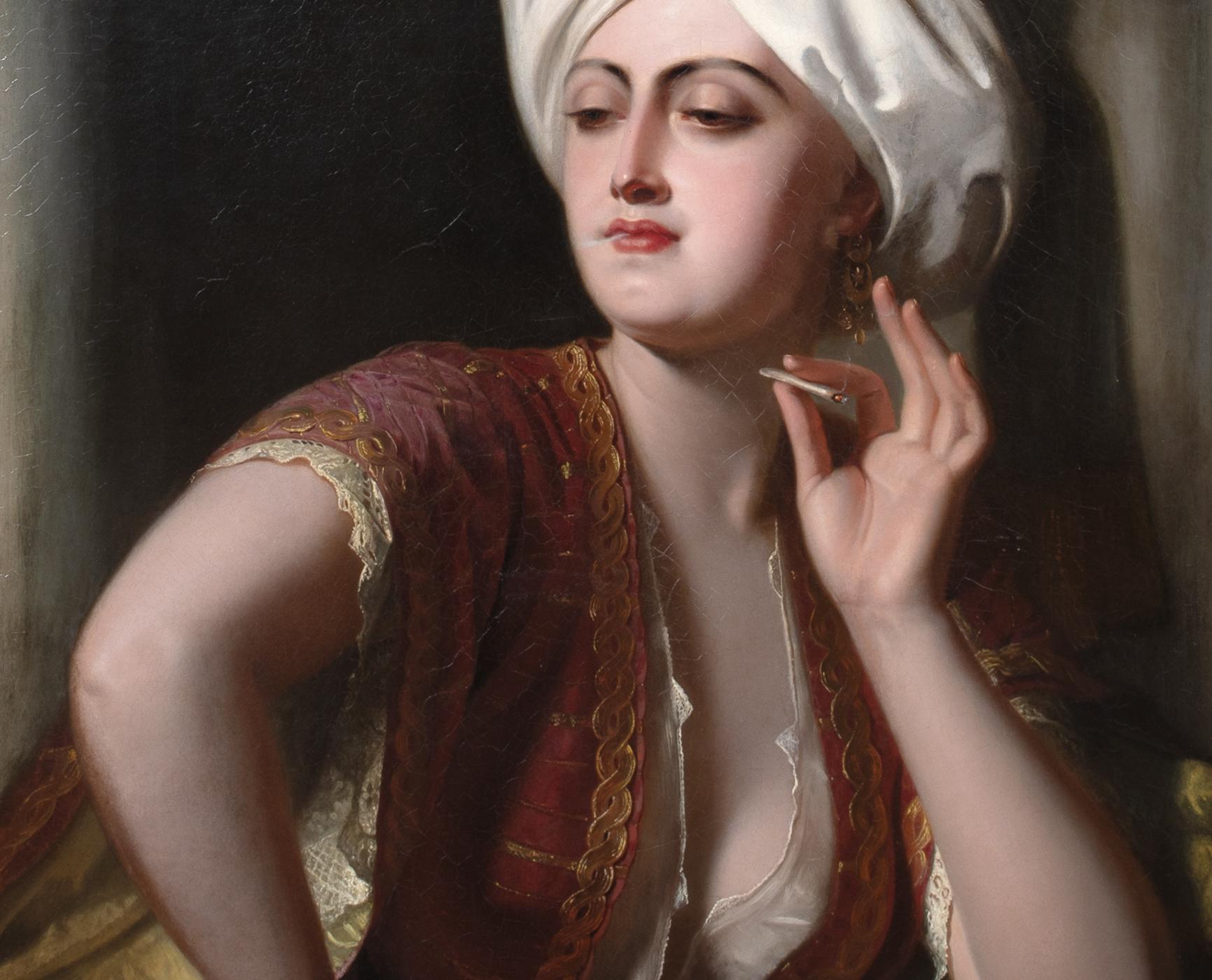 Lady Wearing a Turban Smoking, 19th Century by PHILIP VILLAMIL OF JAMAICA For Sale 2