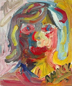 Dama con sombrero Expresionista abstracto Pesado Impasto Figurativo Óleo original