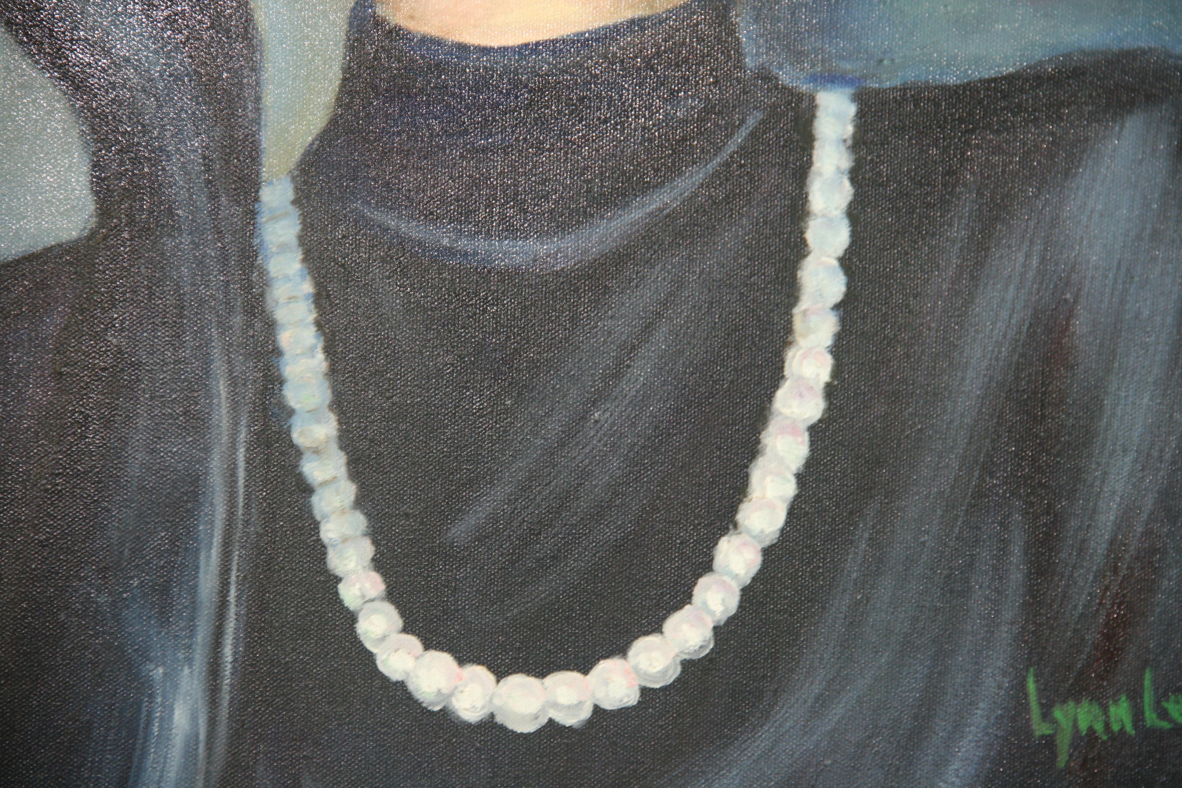 Lady mit Perlenkette im Angebot 4