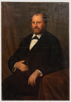 Huile de l'école allemande Lagre du début du 20e siècle - Portrait d'un beau gentleman