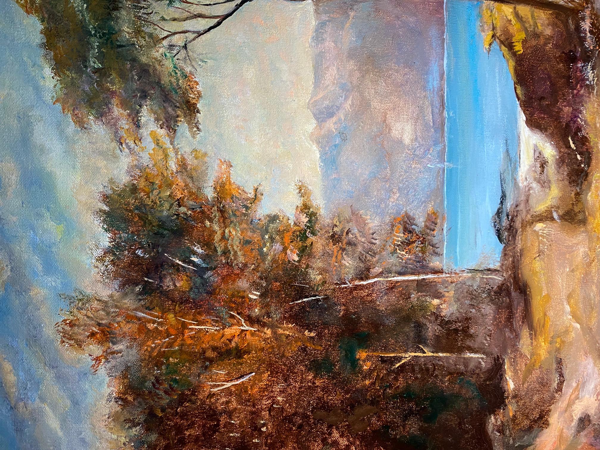 Lake and mountain landscape (1991) - Öl auf Leinwand 44x52 cm (Braun), Landscape Painting, von Unknown