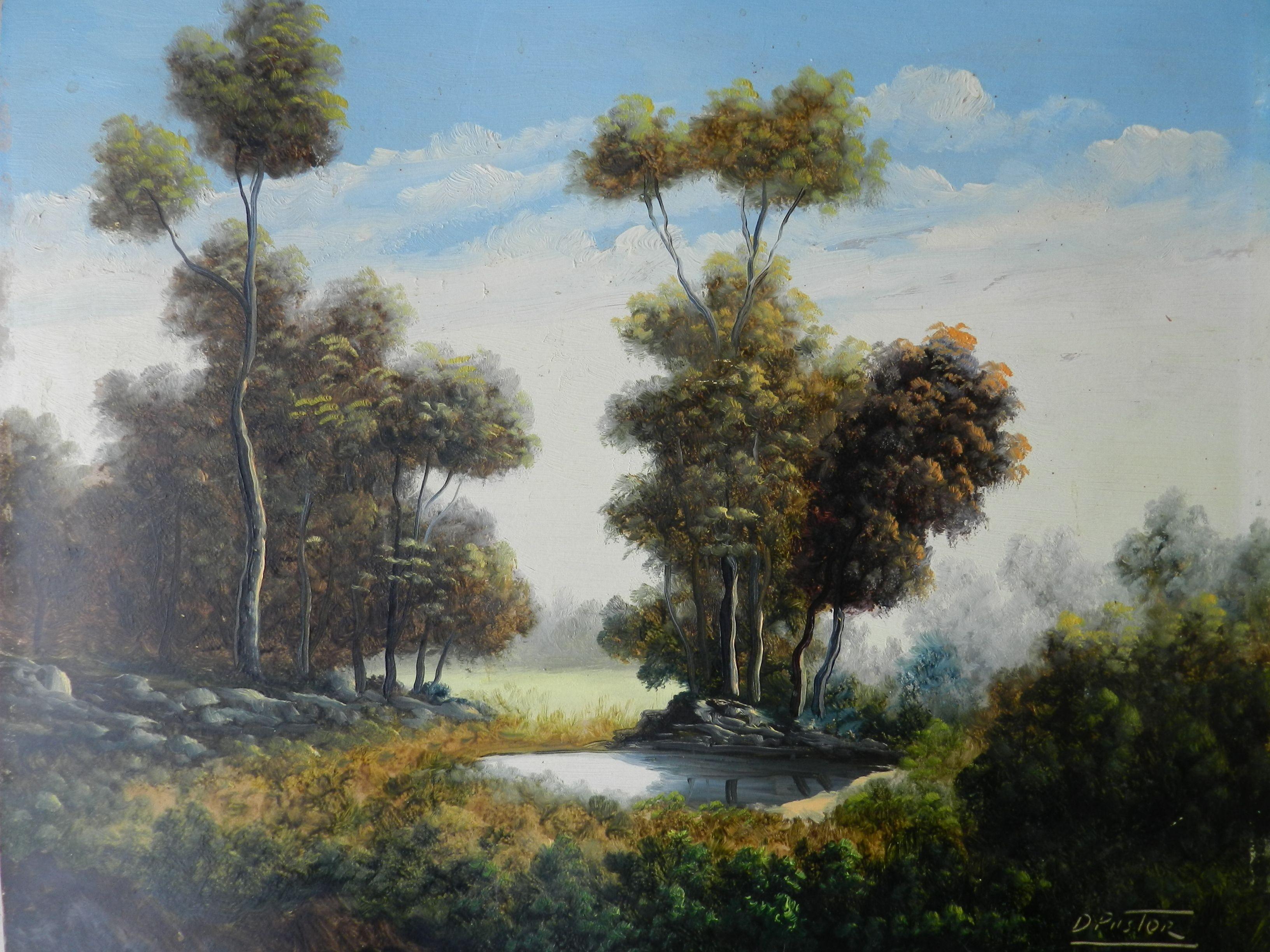 Paysage de lac par Daniel Pastor, peintre espagnol, vers 1930-40 - Réalisme Painting par Unknown