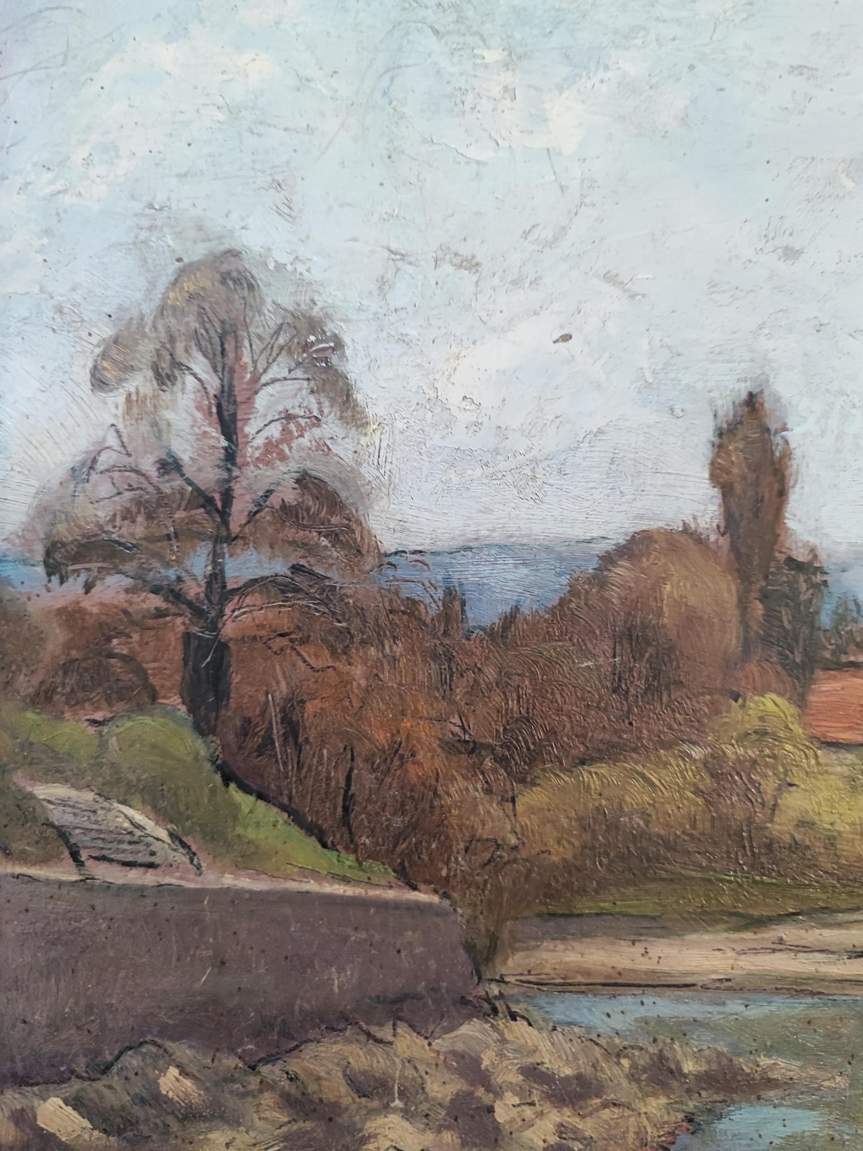 Paesaggio del lago, Ginevra - Painting Moderno di Unknown