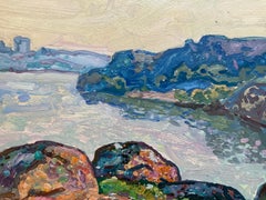 Lake Scene (Framed Ukraine Mid-Century Impressionist Landscape Painting)