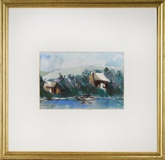 Cabine au bord du lac - Pastel et aquarelle sur papier