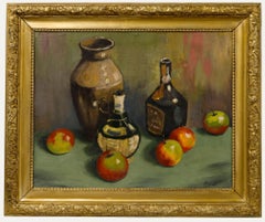 Agnello - Olio del XX secolo incorniciato, Natura morta con mele da sidro