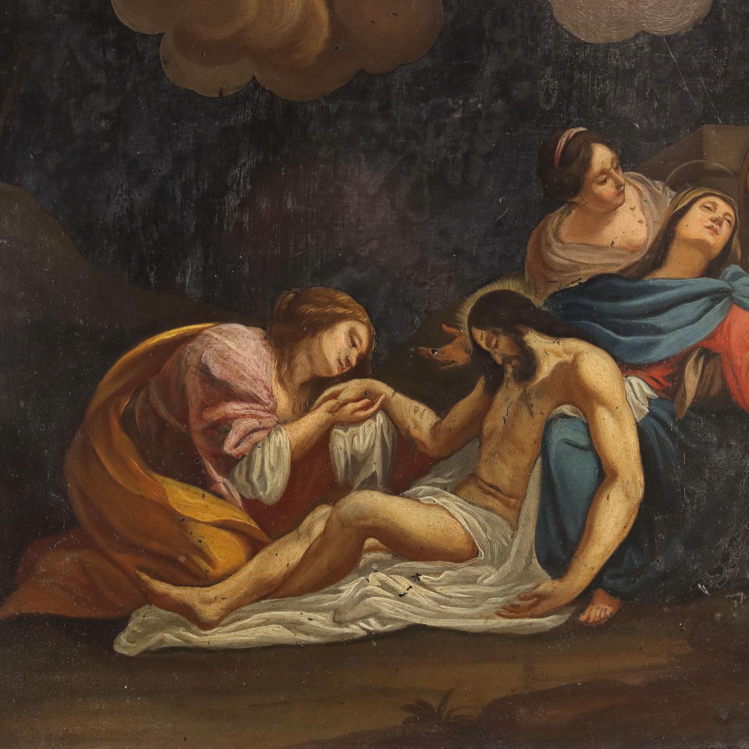 Lamentation over the dead Christ,  Late '500 - early '600 - Black Figurative Painting by Unknown