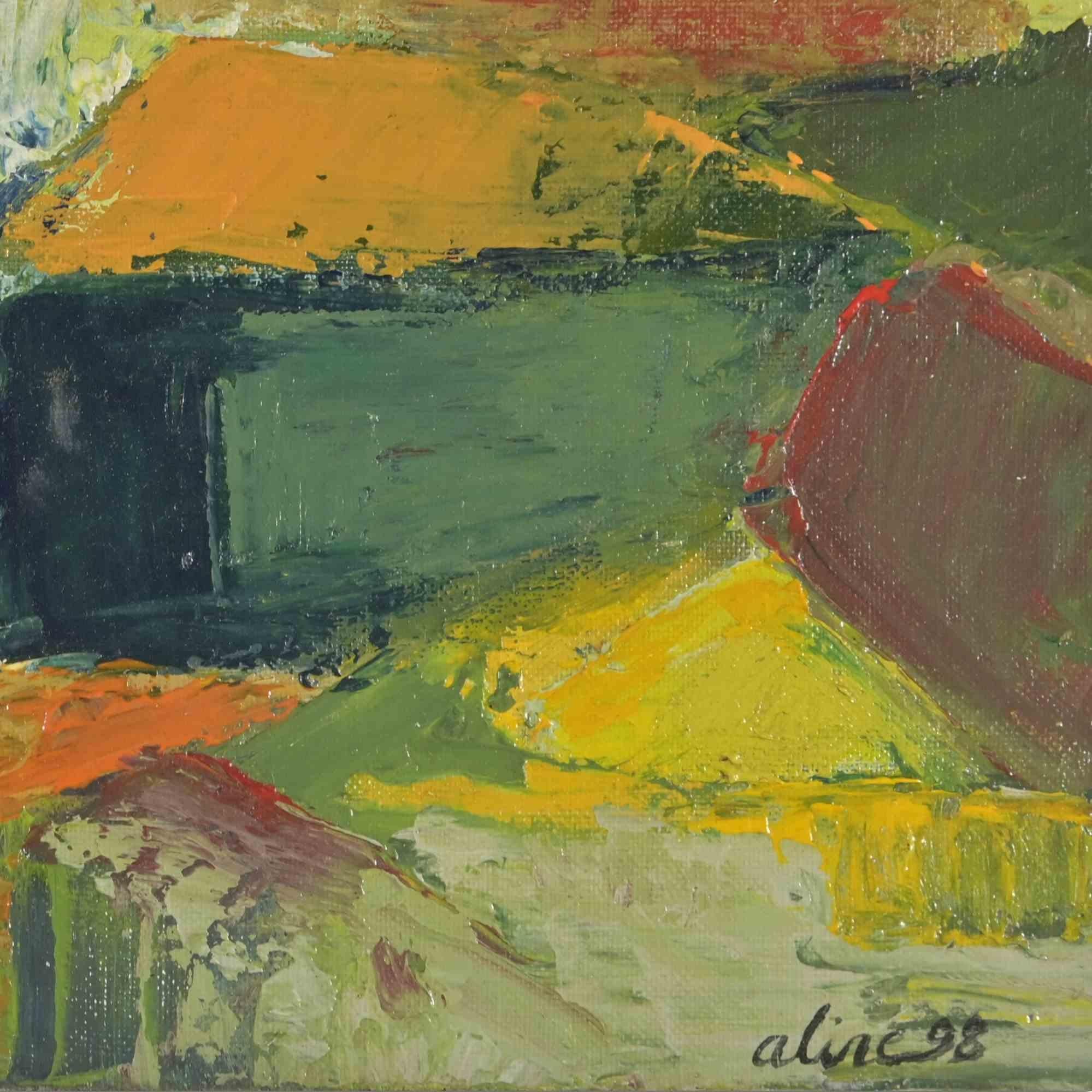 Landscape - Acrylic on Canvas - 1998 - Abstract Painting by Unknown